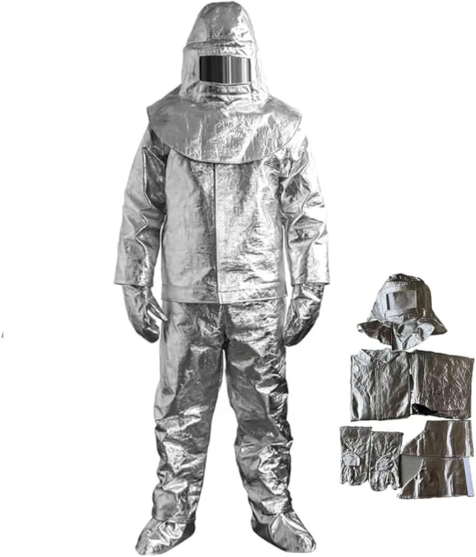 Fire Resistant Suit, Anti Thermal Radiation 1000-1200 β Fireproof Coveralls Heat Resistant Aluminized Uniform