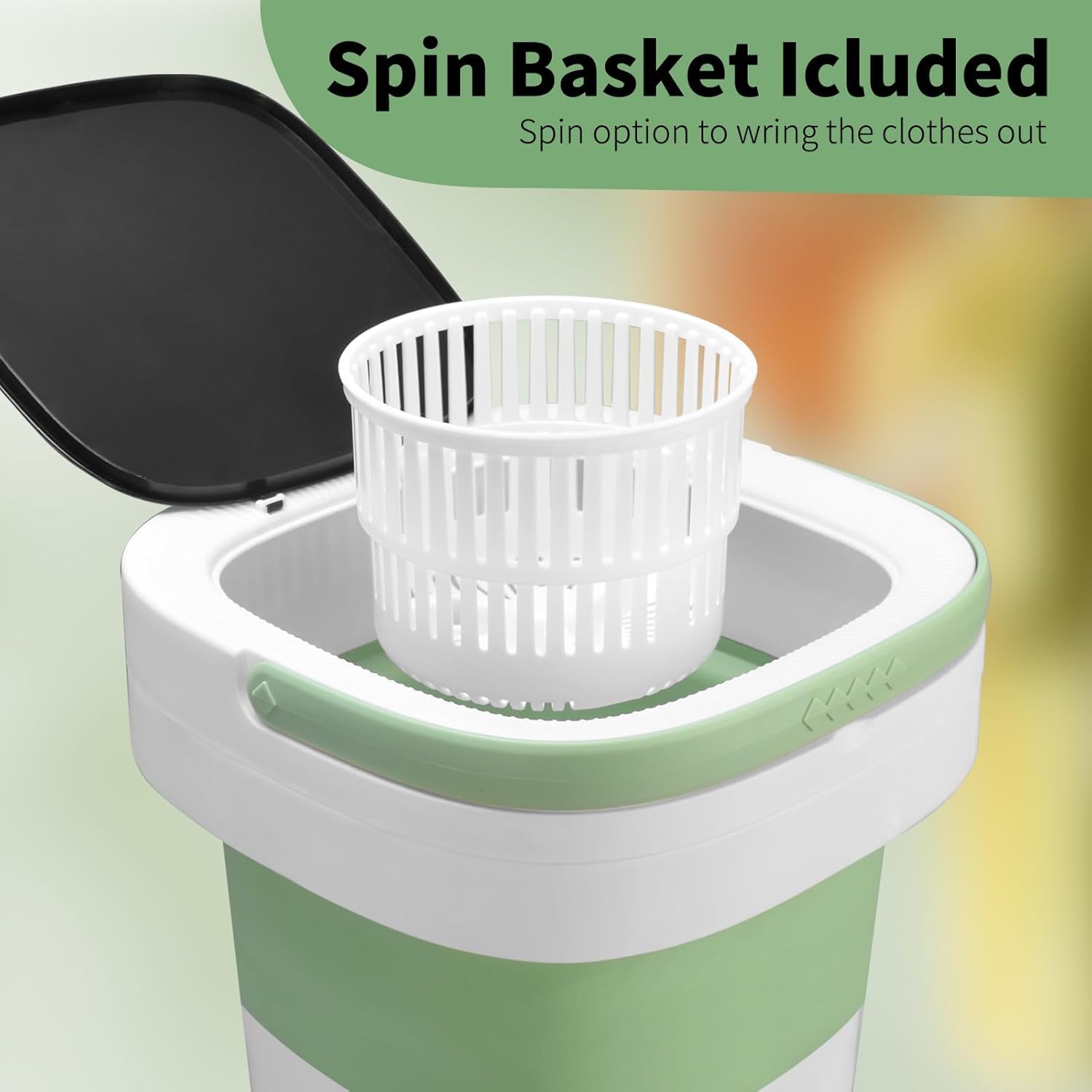 Portable Washing Machine, Mini 15L Foldable Washer and Dryer with 3 Modes Deep Cleaning, Upgraded Small Collapsible Laundry for Travel, Sutiable for Underwear, Baby Clothes, Socks or Other Small Items