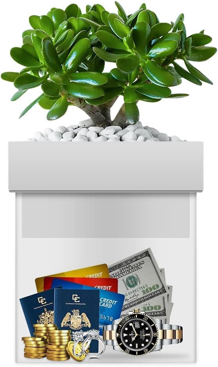 Steel Diversion Flower Pot Safe – Hidden Waterproof Lock Box for Outdoor & Indoor Use – Secret Stash Container for Cash, Keys, Jewelry, Valuables, and More