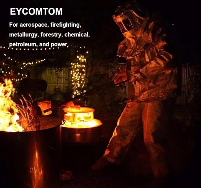 Fire Resistant Suit, Anti Thermal Radiation 1000-1200 ℃ Fireproof Coveralls Heat Resistant Aluminized Uniform