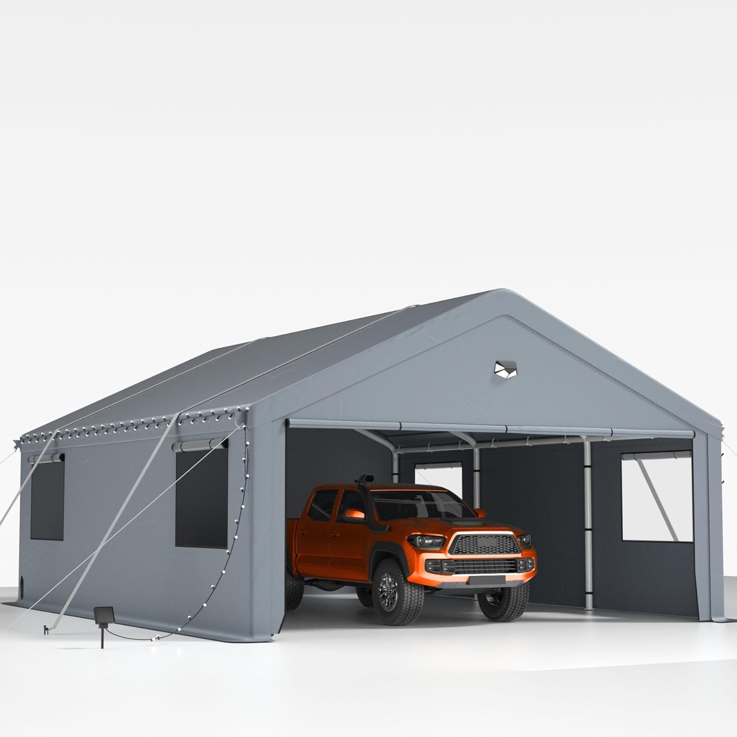 20x20 Heavy Duty Carport with Removable Sidewalls – All-Weather Portable Garage Shelter, Outdoor Car Canopy Tent, UV & Water-Resistant, Gray