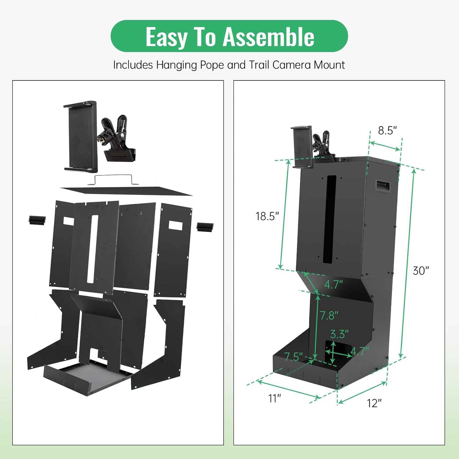 Automatic Metal Deer Feeder – 60 lb / 11-Gallon Gravity Wildlife Feeder for Corn & Protein | Hanging or Wall-Mount Feeder for Hunting Land, Farm & Field