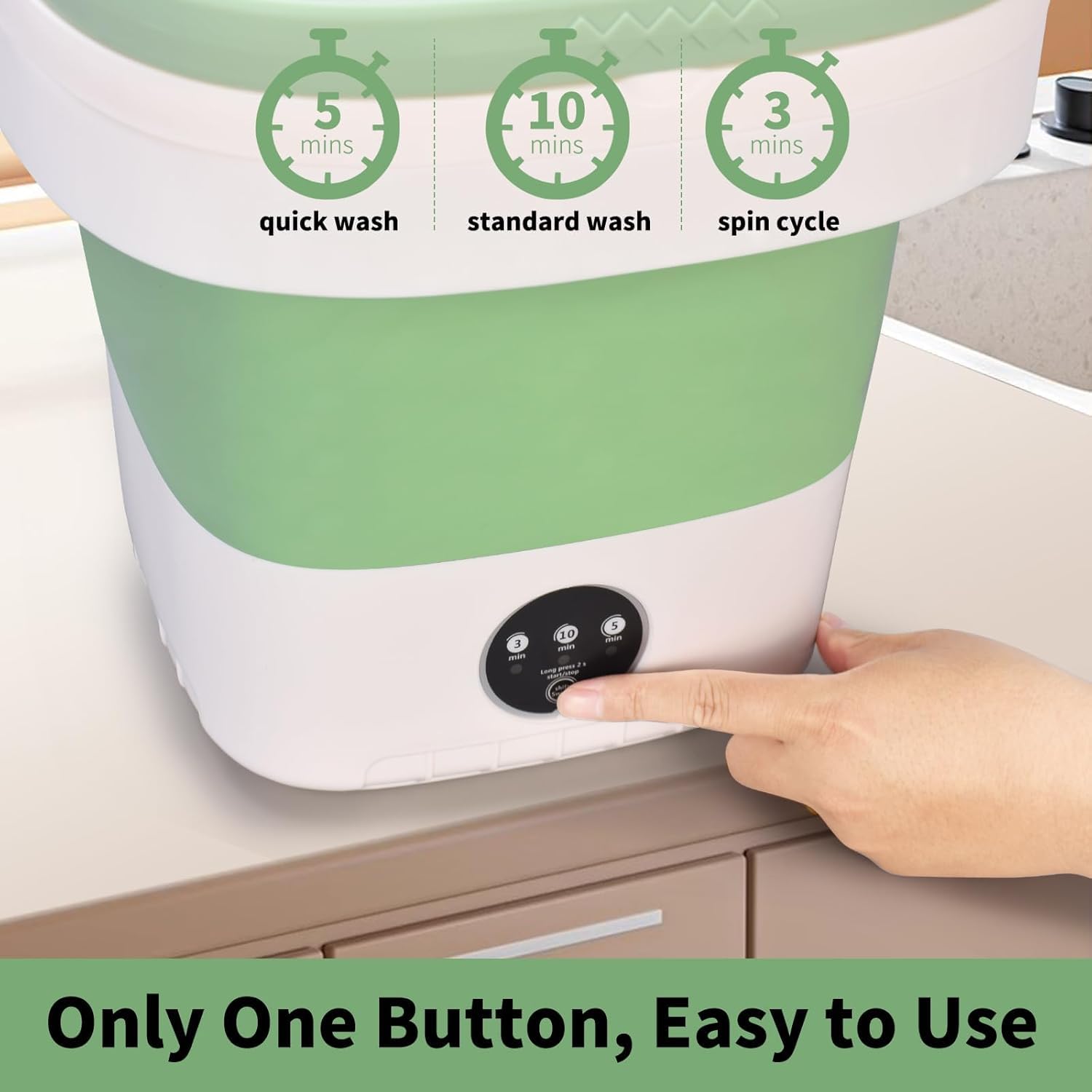 Portable Washing Machine, Mini 15L Foldable Washer and Dryer with 3 Modes Deep Cleaning, Upgraded Small Collapsible Laundry for Travel, Sutiable for Underwear, Baby Clothes, Socks or Other Small Items