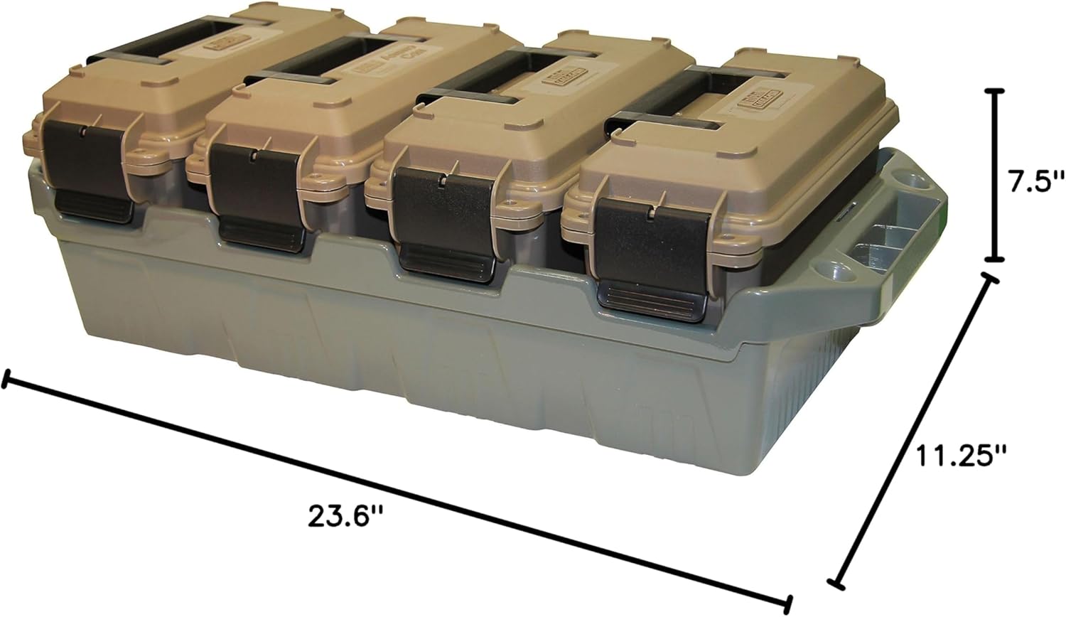 AC4C 4-Can Ammo Crate – Stackable, Rugged Tactical Carrying Case for 30 Caliber Ammo, Easy Transport & Storage, Heavy-Duty Ammo Box, 23.6"L x 11.25"W x 7.5"H