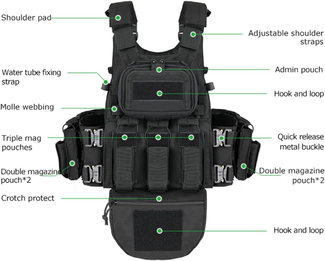 Military Tactical Outdoor Vest – Multifunctional Modular MOLLE Vest with Durable Metal Buckles for Hunting, Airsoft, and Outdoor Activities