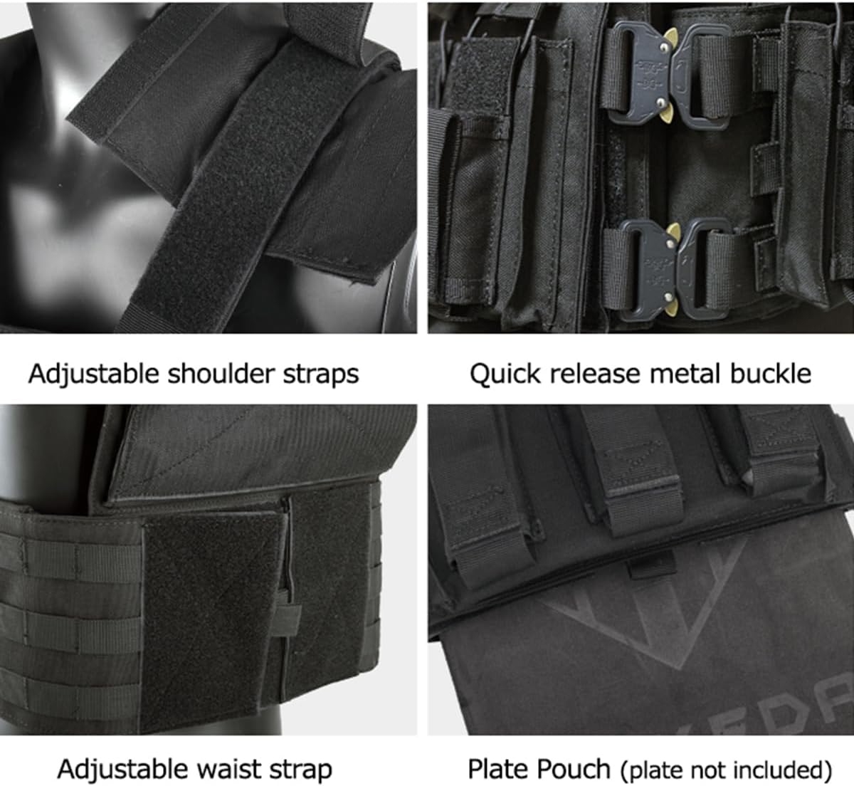 Military Tactical Outdoor Vest – Multifunctional Modular MOLLE Vest with Durable Metal Buckles for Hunting, Airsoft, and Outdoor Activities