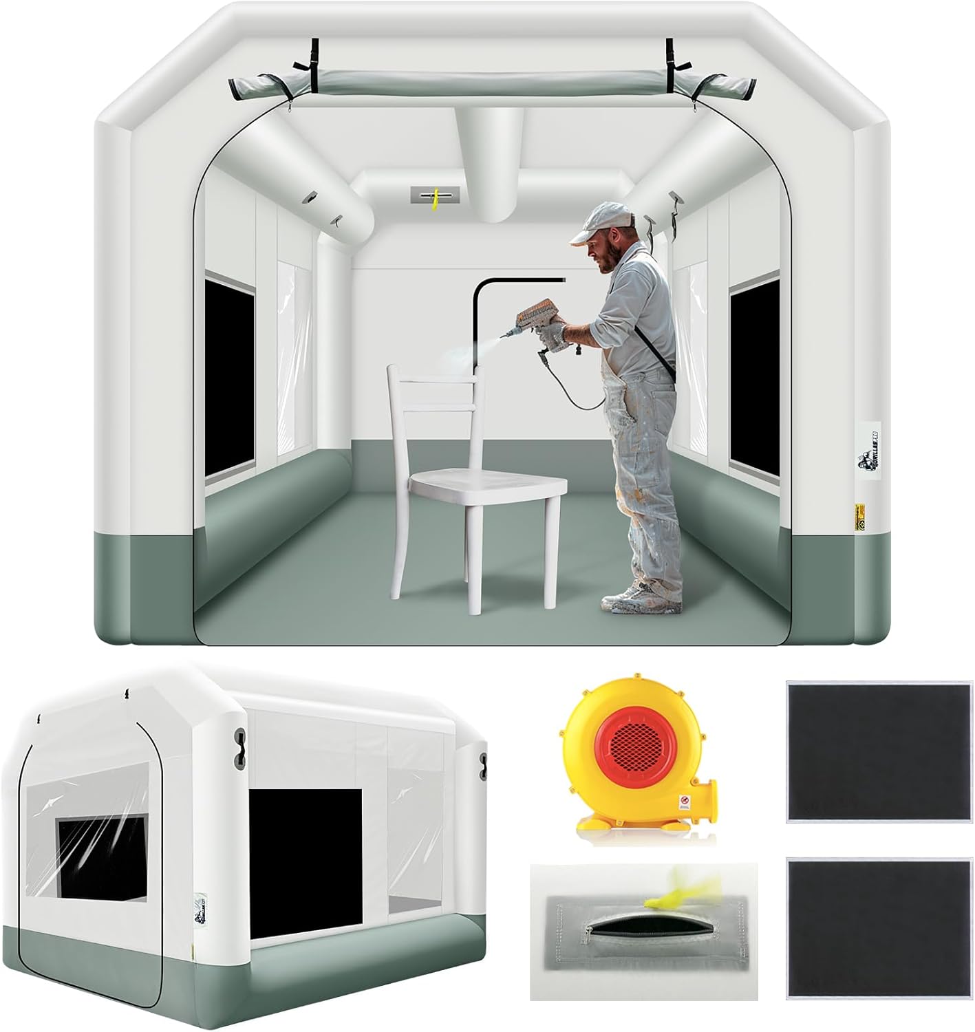 13x10x8FT Inflatable Paint Booth Tent with 550W Blower & Air Filtration System – Portable Spray Booth for Car, Truck, Motorcycle, and Furniture Painting