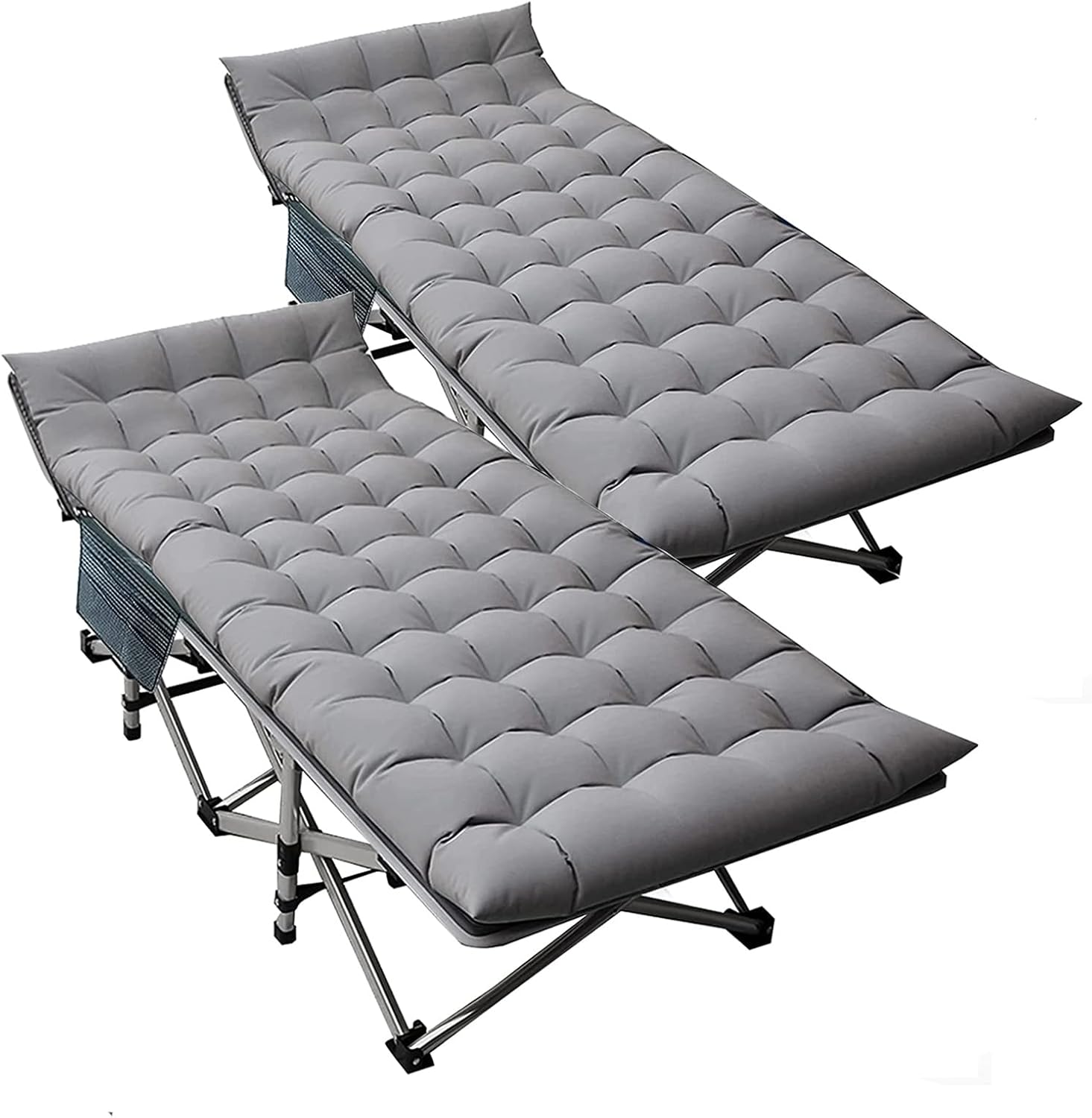Folding Camping Cot with Mattress – 2 Pack, Heavy Duty Steel Frame, Portable Camp Bed for Adults