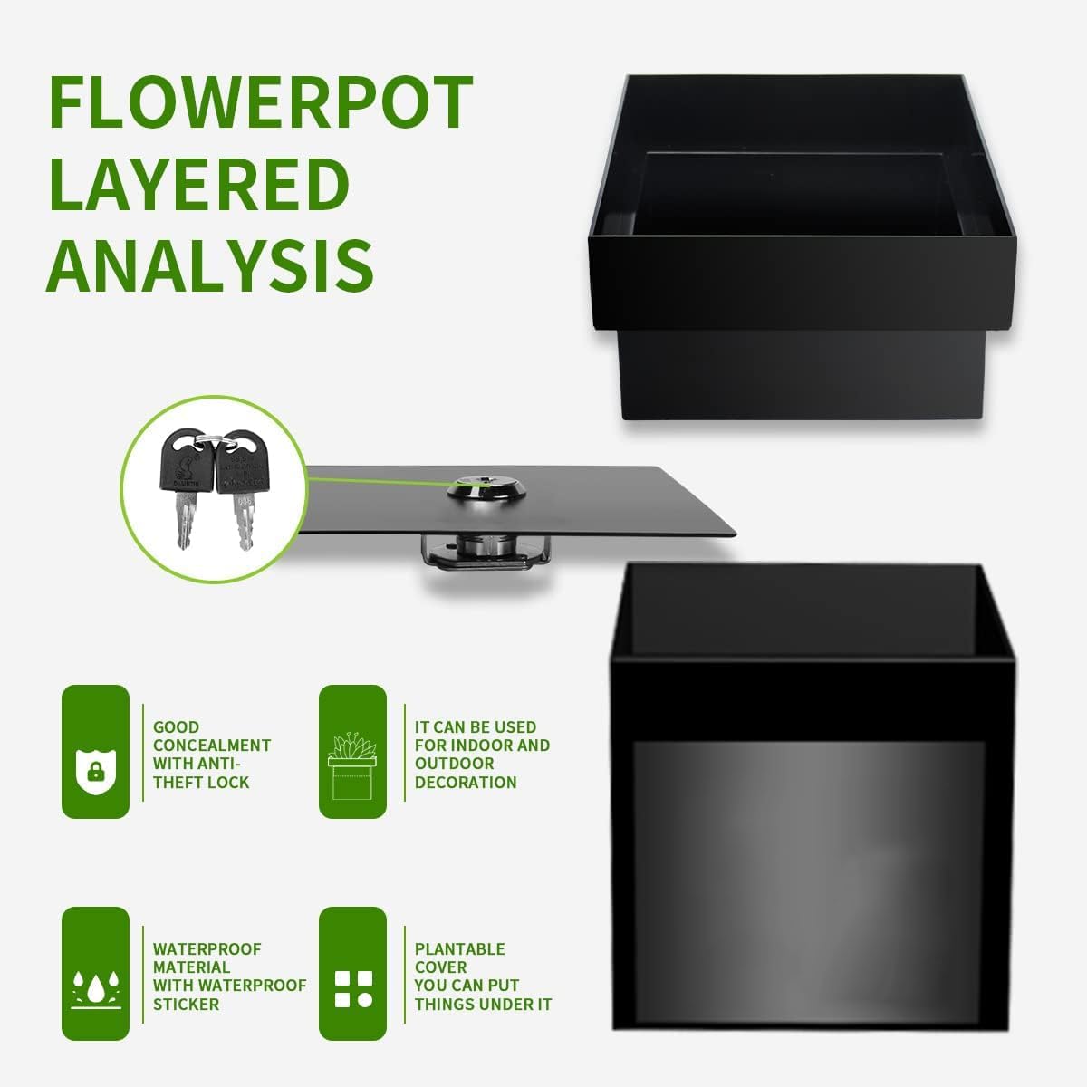 Steel Diversion Flower Pot Safe – Hidden Waterproof Lock Box for Outdoor & Indoor Use – Secret Stash Container for Cash, Keys, Jewelry, Valuables, and More