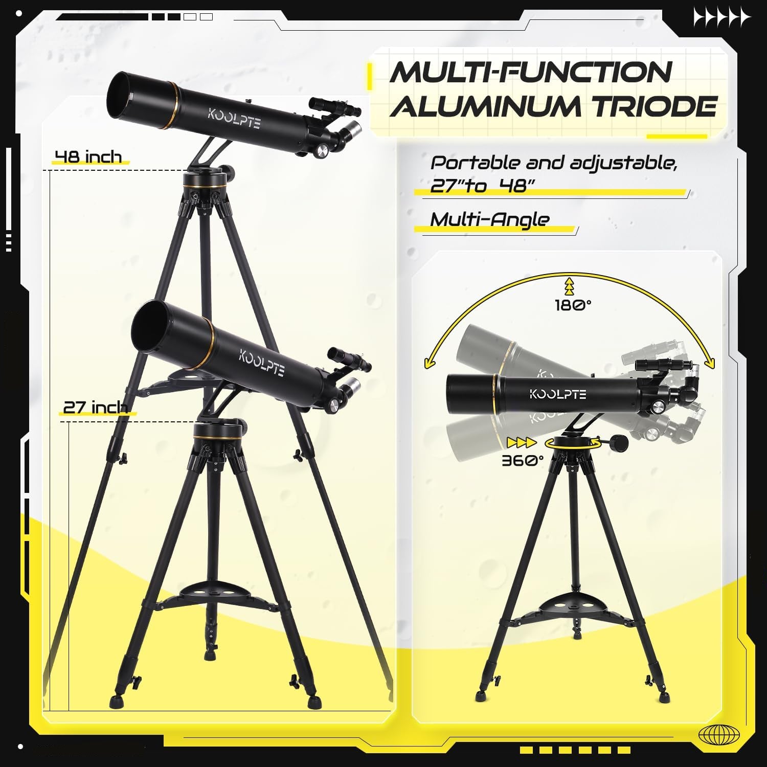 High Power 90mm Aperture Telescope for Astronomy – 700mm Focal Length, Vertisteel AZ Mount, Portable Refractor Telescope for Adults & Kids, Includes Carrying Bag, Wireless Remote, and Smartphone Adapter