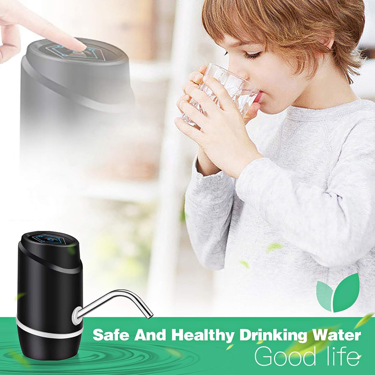 5 Gallon Electric Water Dispenser Pump – USB Rechargeable Portable Drinking Water Bottle Pump for 2-5 Gallon Jugs with Silicone Hose
