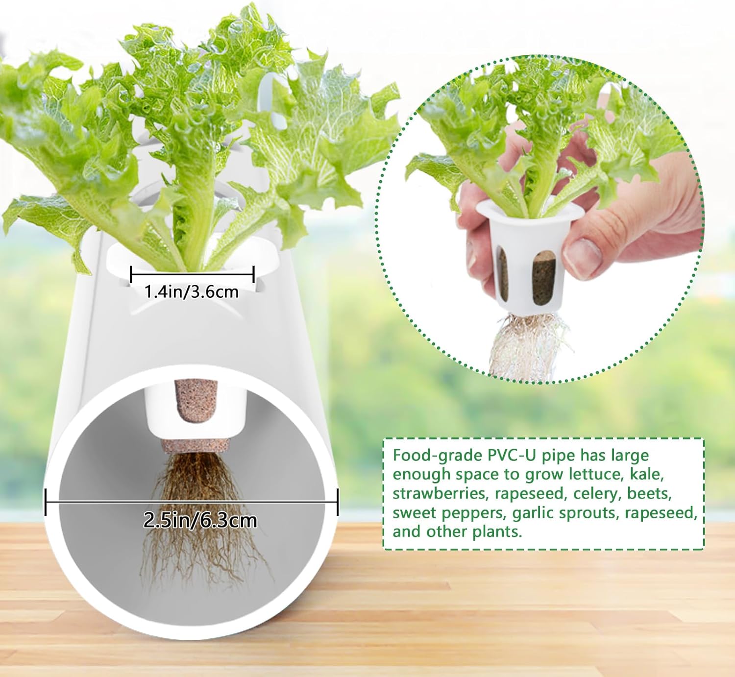 Hydroponics Growing System Kit, 108 Plant Sites 3 Layers Food-Grade PVC-U Pipes Hydroponic Grow Kit Gardening System for Vegetables, Fruits, Herbs