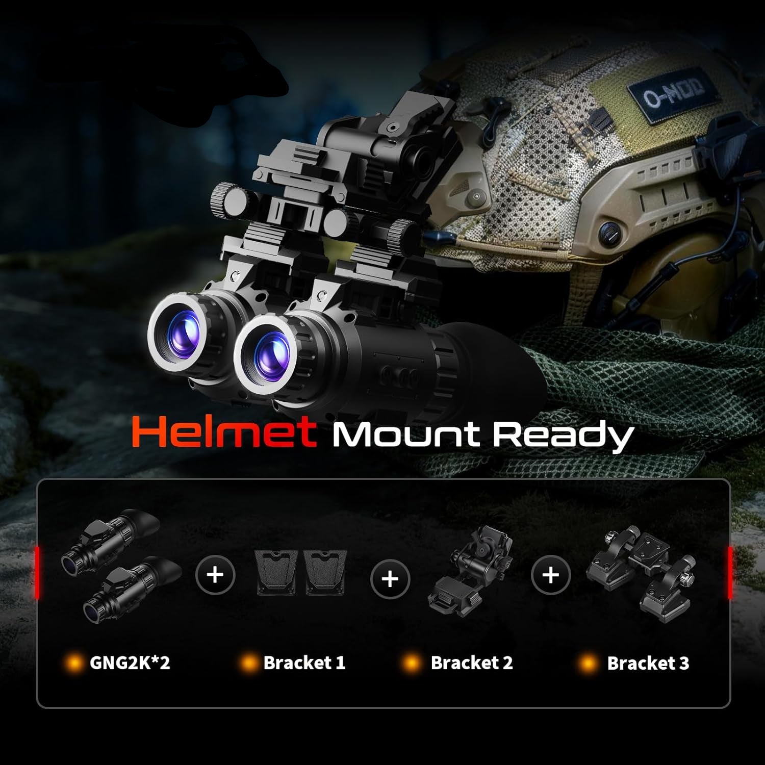 Night Vision Monocular – 2K/60Hz, 940nm Stealth IR, 45° FOV, 4 Color Modes & Helmet Mount