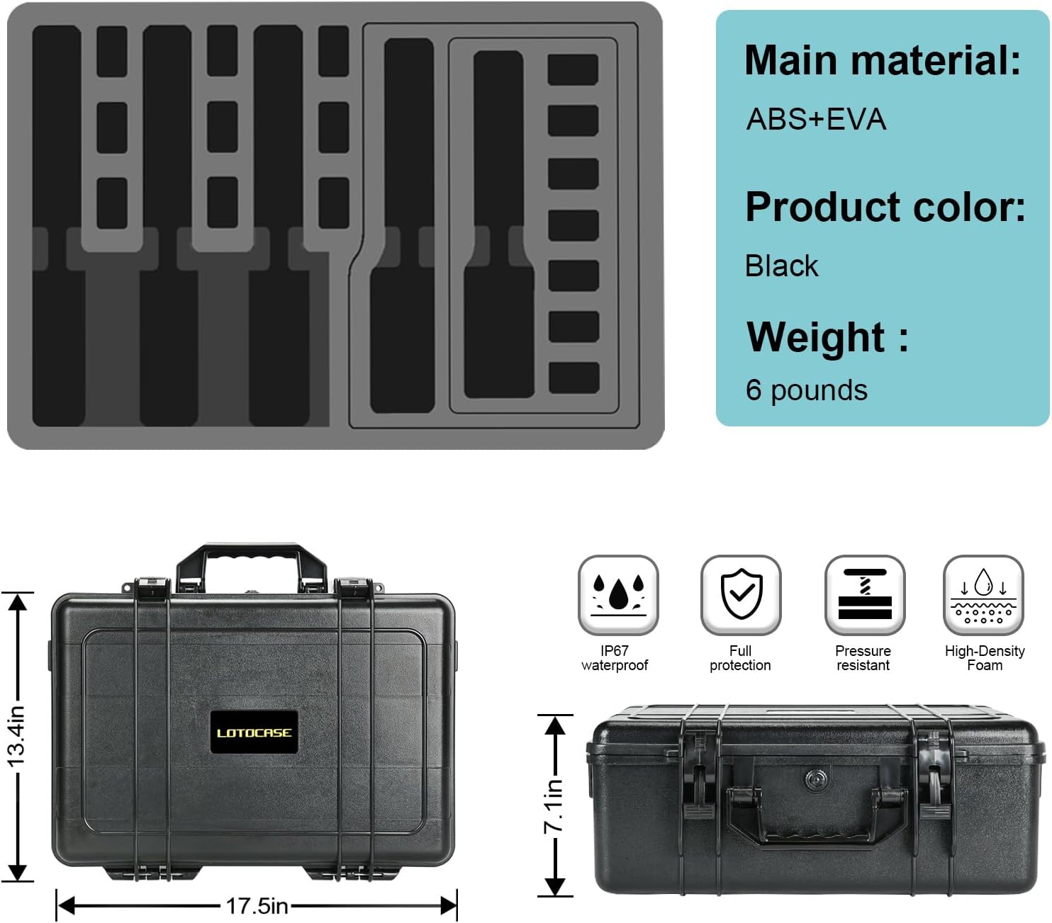 TSA Approved Gun Case for Pistol – Holds 5 Handguns & 16 Magazines, Heavy Duty Waterproof Storage Box with Pre-Cut Foam, Silica Gel Canister, and Air Travel Safe