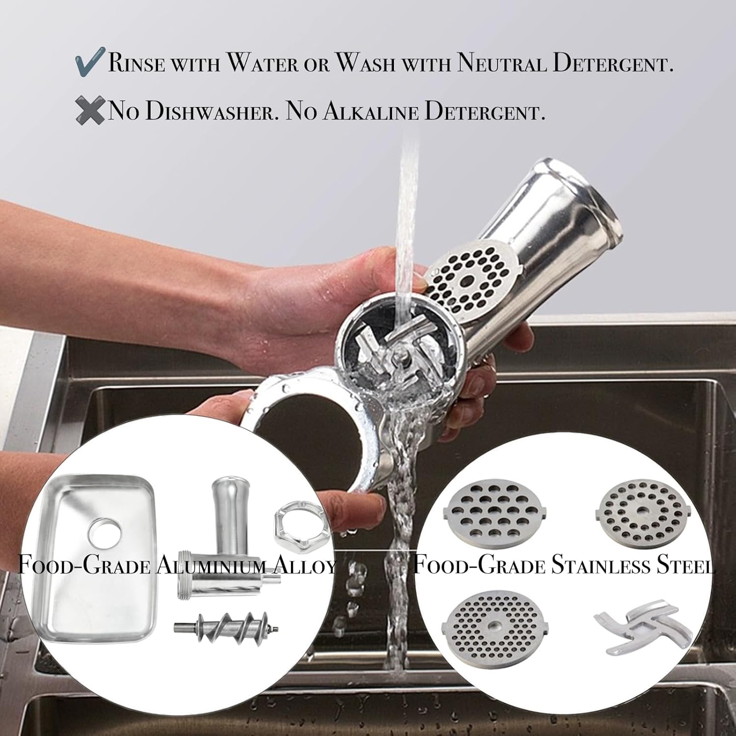 Powerful 1HP Electric Meat Grinder & Sausage Maker – 1000W Max, Stainless Steel Blades, 3 Grinding Plates & Large Sausage Stuffer, White