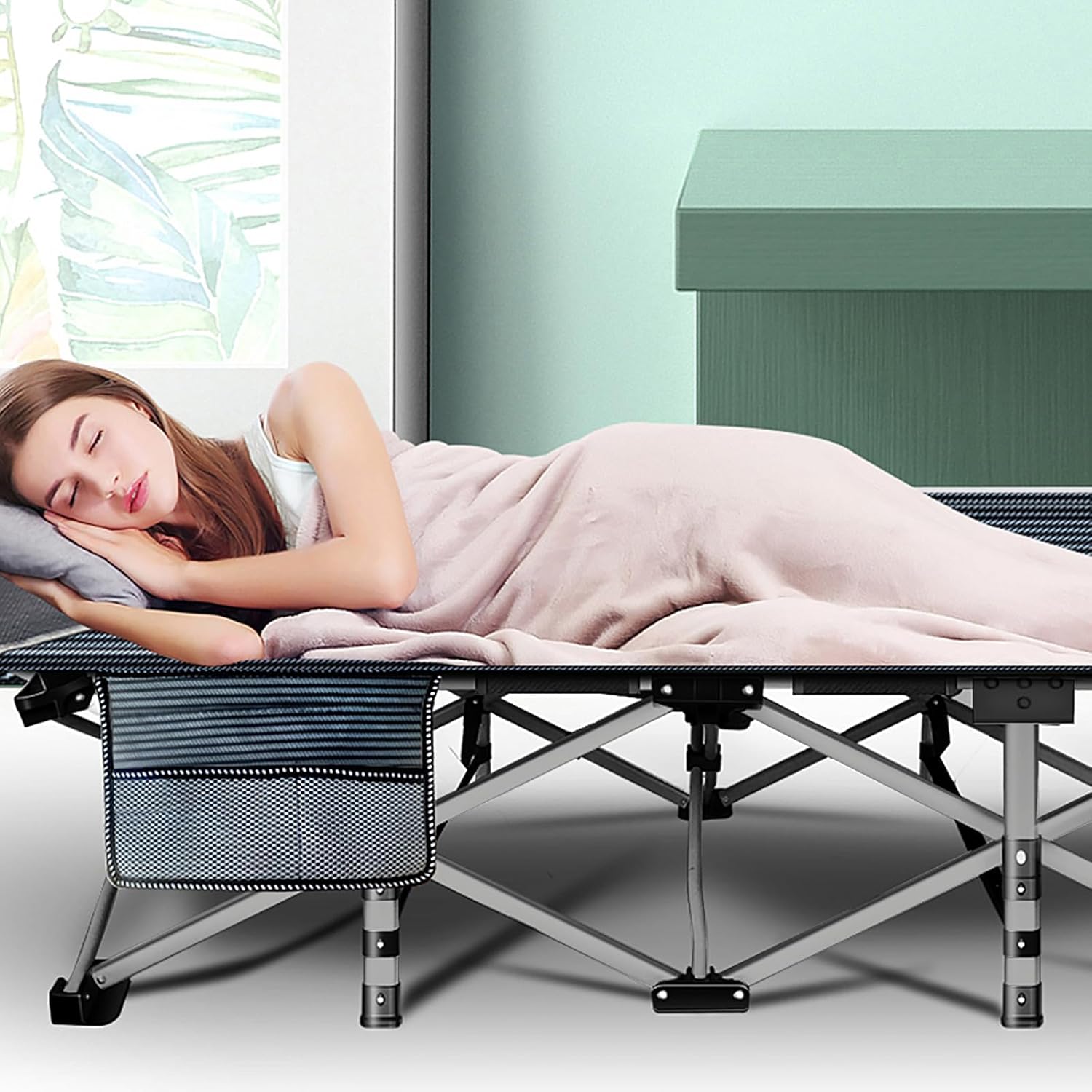 Folding Camping Cot with Mattress – 2 Pack, Heavy Duty Steel Frame, Portable Camp Bed for Adults