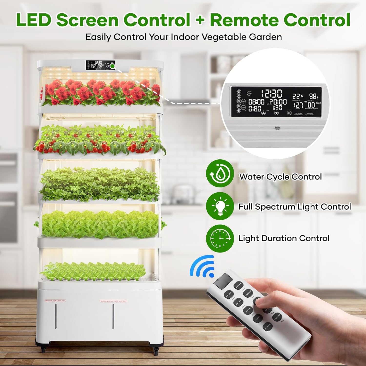 5-Tier Indoor Hydroponic Growing System Kit – Automatic Water Circulation & Full-Spectrum LED Grow Lights | 76 Plant Sites & 72 Seedling Pods for Home Herbs & Vegetables