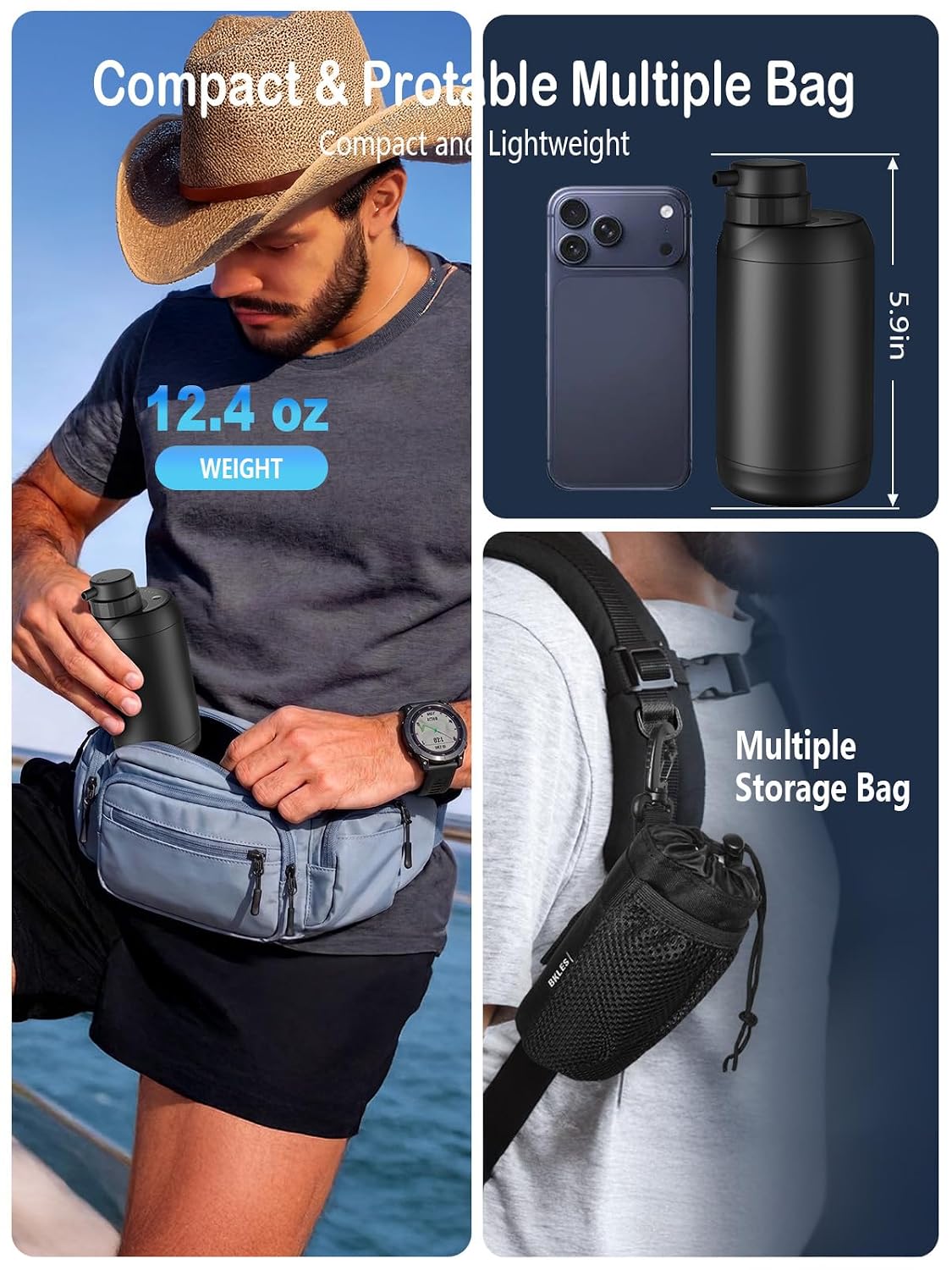Electric Portable Water Purifier – 0.01 Micron 6-Stage Filtration, 700ml/min, Emergency LED Light, 350g