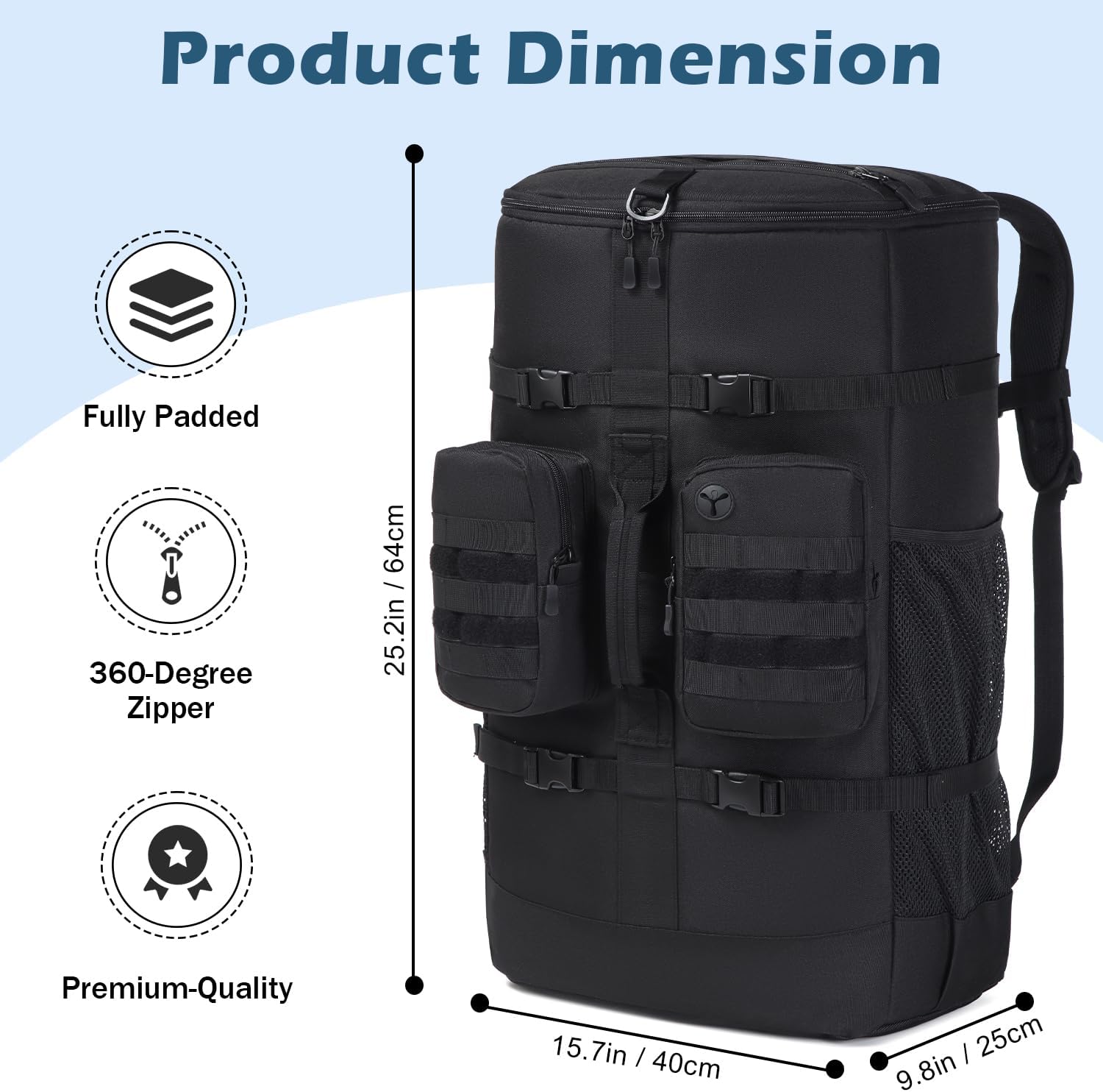 65L Scuba Diving Gear Backpack – Large Travel Bag for Snorkeling Equipment, Fins, Mask & Accessories | Heavy-Duty Dive Bag for Water Sports & Travel