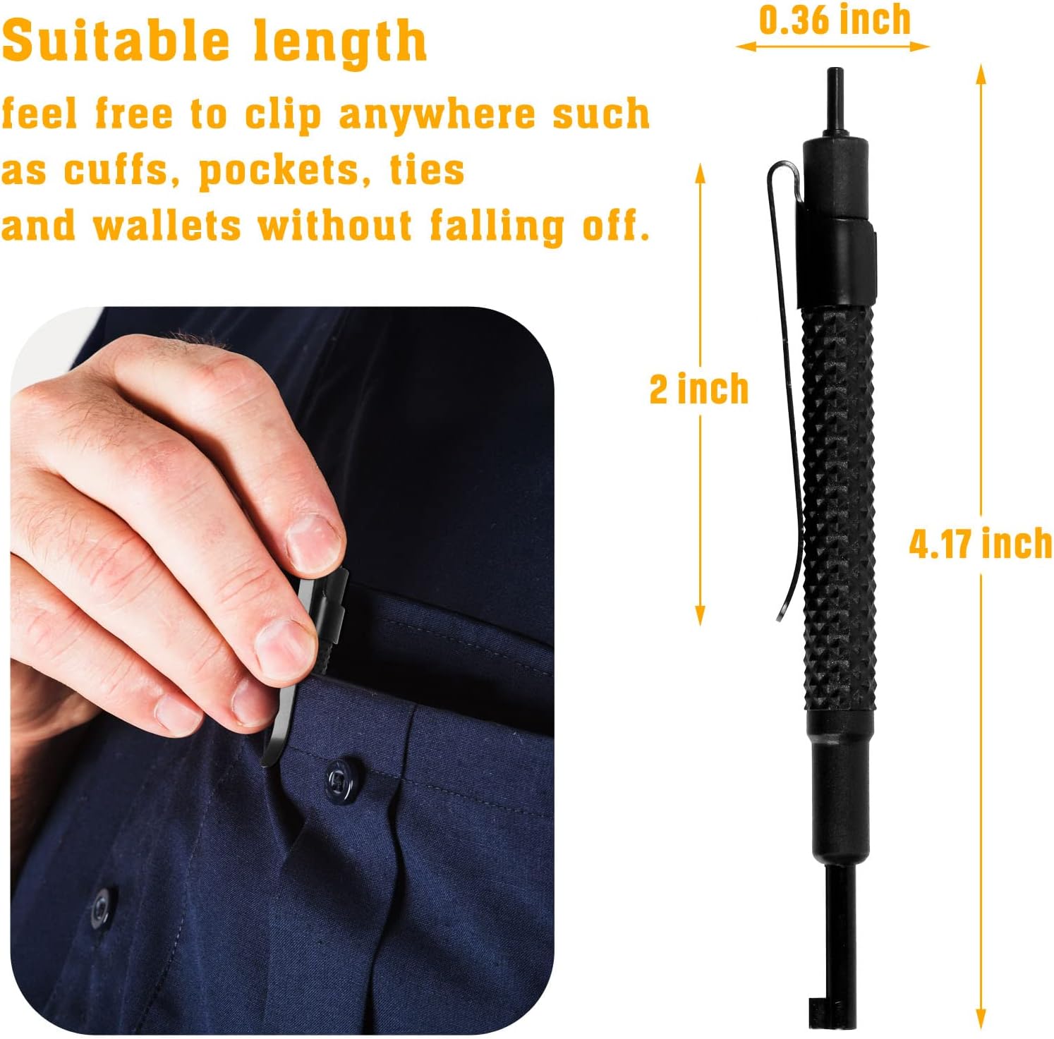 Pocket Universal Handcuff Key – Strong Polymer Finish Police Handcuff Keys with Clip for All Standard Handcuffs – 2 Pack