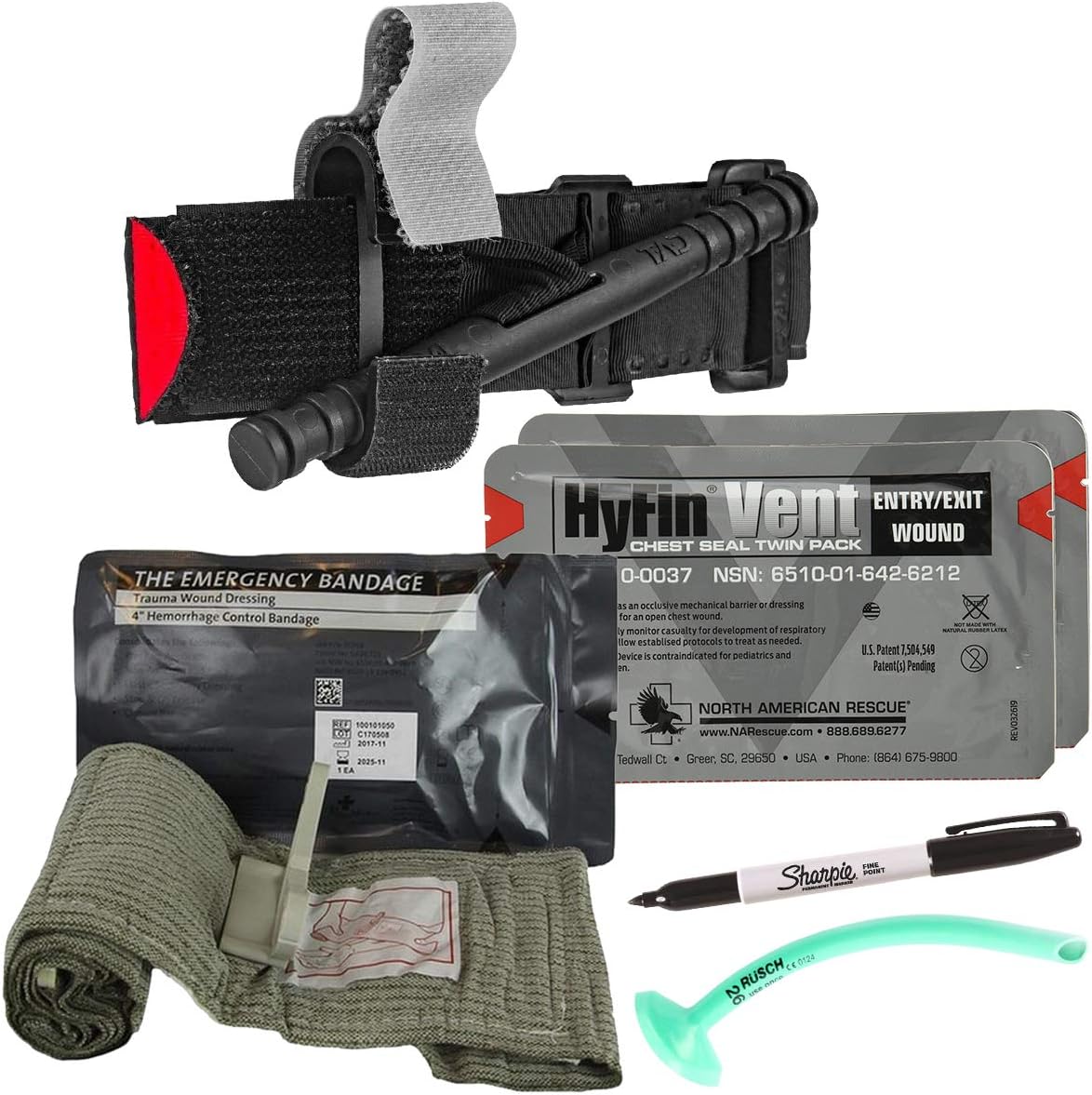 Fully-Stocked Premium First Responder Bag, HSA/FSA Approved, Large Pro EMT/EMS Trauma, Bleeding & Oxygen Medical Kit, CAT Tourniquet, HyFin Chest Seal & 250+ First Aid Supplies