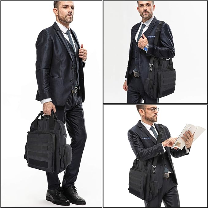 Tactical MOLLE Messenger Bag with Pistol Holster – Military Laptop Briefcase, EDC Shoulder Bag for Travel, Work, Hunting, Trekking, and Camping