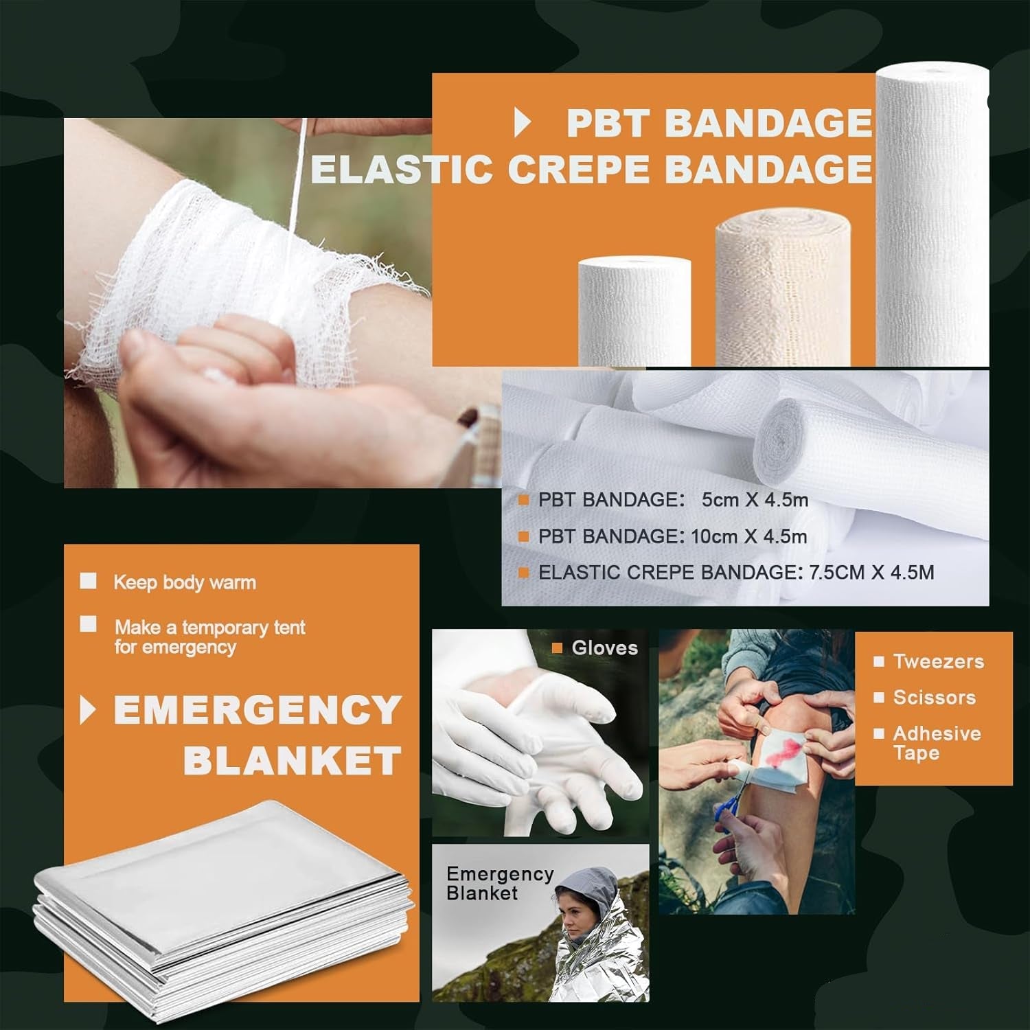 174-Piece Survival Kit with First Aid Supplies – Tactical IFAK Emergency Survival Gear with MOLLE System, Medical Supplies, and Essential Tools for Camping, Hunting, Hiking, Fishing, Car, and Outdoor Adventures