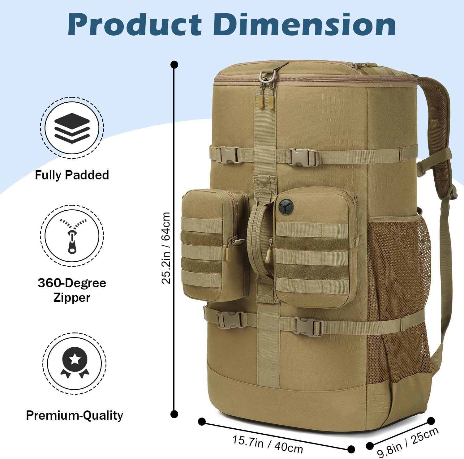 65L Scuba Diving Gear Backpack – Large Travel Bag for Snorkeling Equipment, Fins, Mask & Accessories | Heavy-Duty Dive Bag for Water Sports & Travel