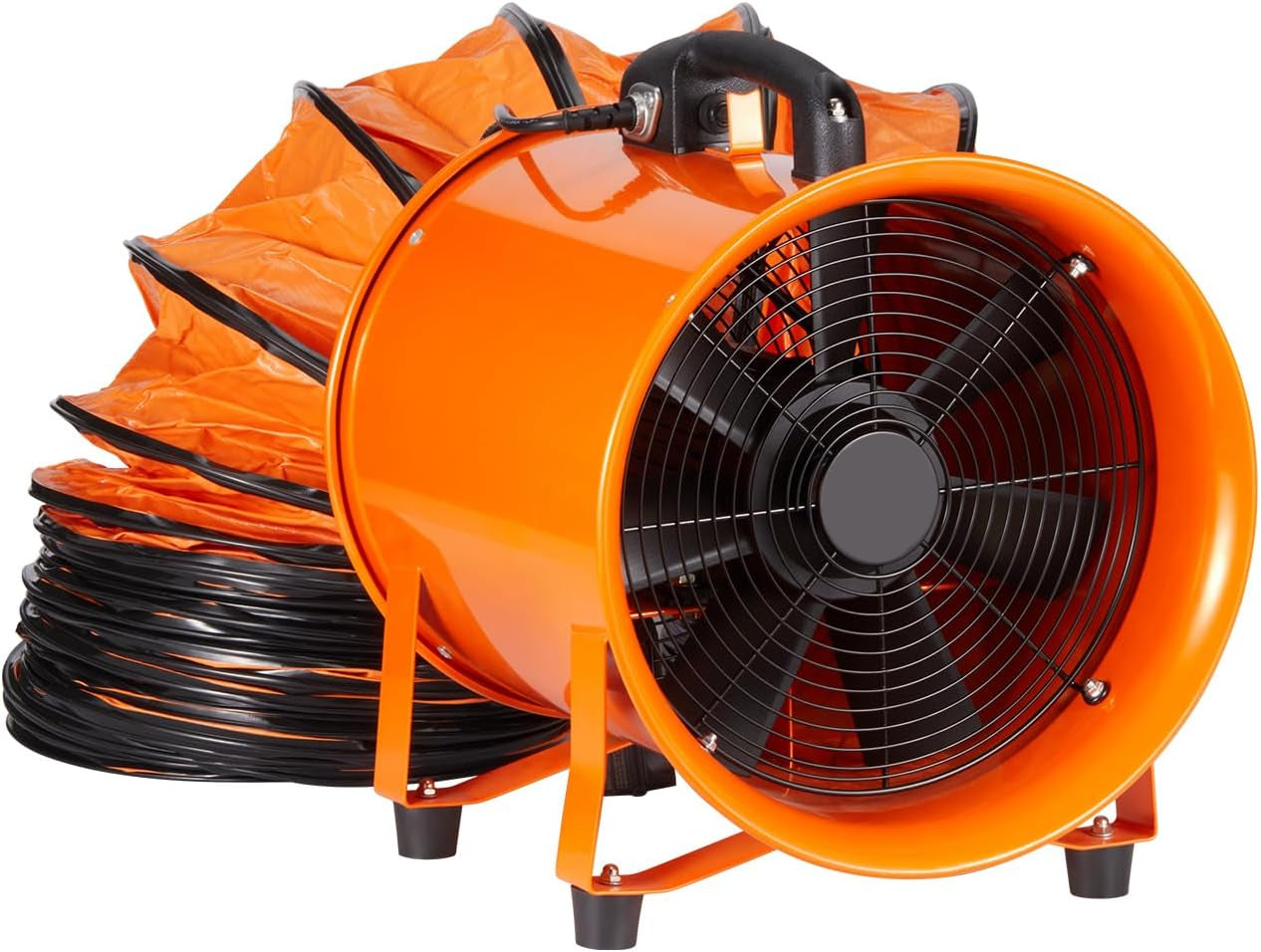 12-Inch Air Mover Blower Fan – 3198 CFM Industrial Portable Ventilation Exhaust Fan with 16.4 ft Flexible Duct | 585W High-Power Utility Ventilator