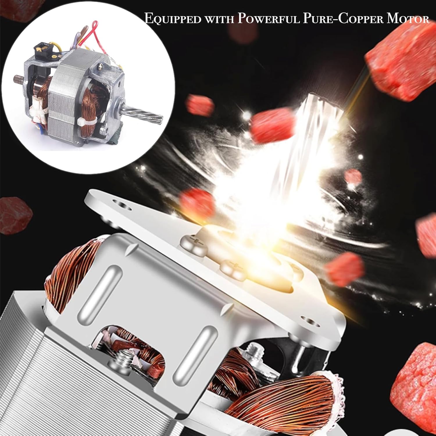 Powerful 1HP Electric Meat Grinder & Sausage Maker – 1000W Max, Stainless Steel Blades, 3 Grinding Plates & Large Sausage Stuffer, White