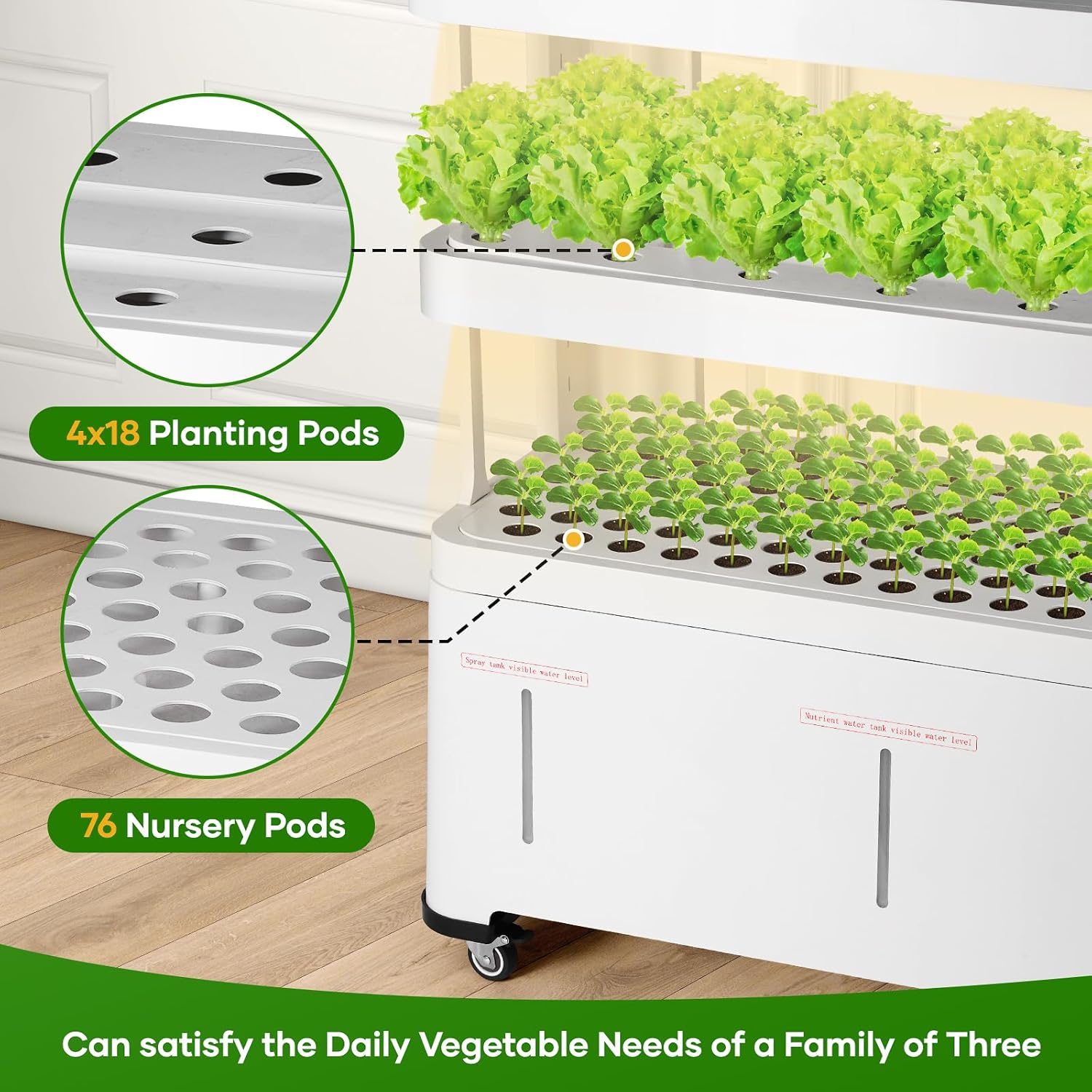 5-Tier Indoor Hydroponic Growing System Kit – Automatic Water Circulation & Full-Spectrum LED Grow Lights | 76 Plant Sites & 72 Seedling Pods for Home Herbs & Vegetables