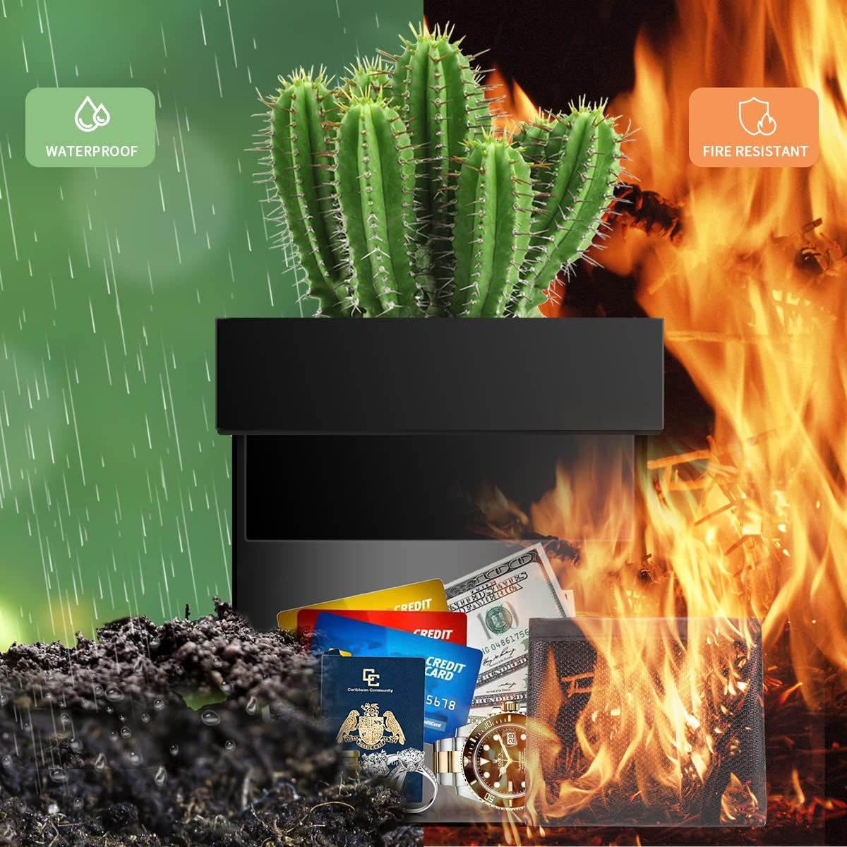 Steel Diversion Flower Pot Safe – Hidden Waterproof Lock Box for Outdoor & Indoor Use – Secret Stash Container for Cash, Keys, Jewelry, Valuables, and More