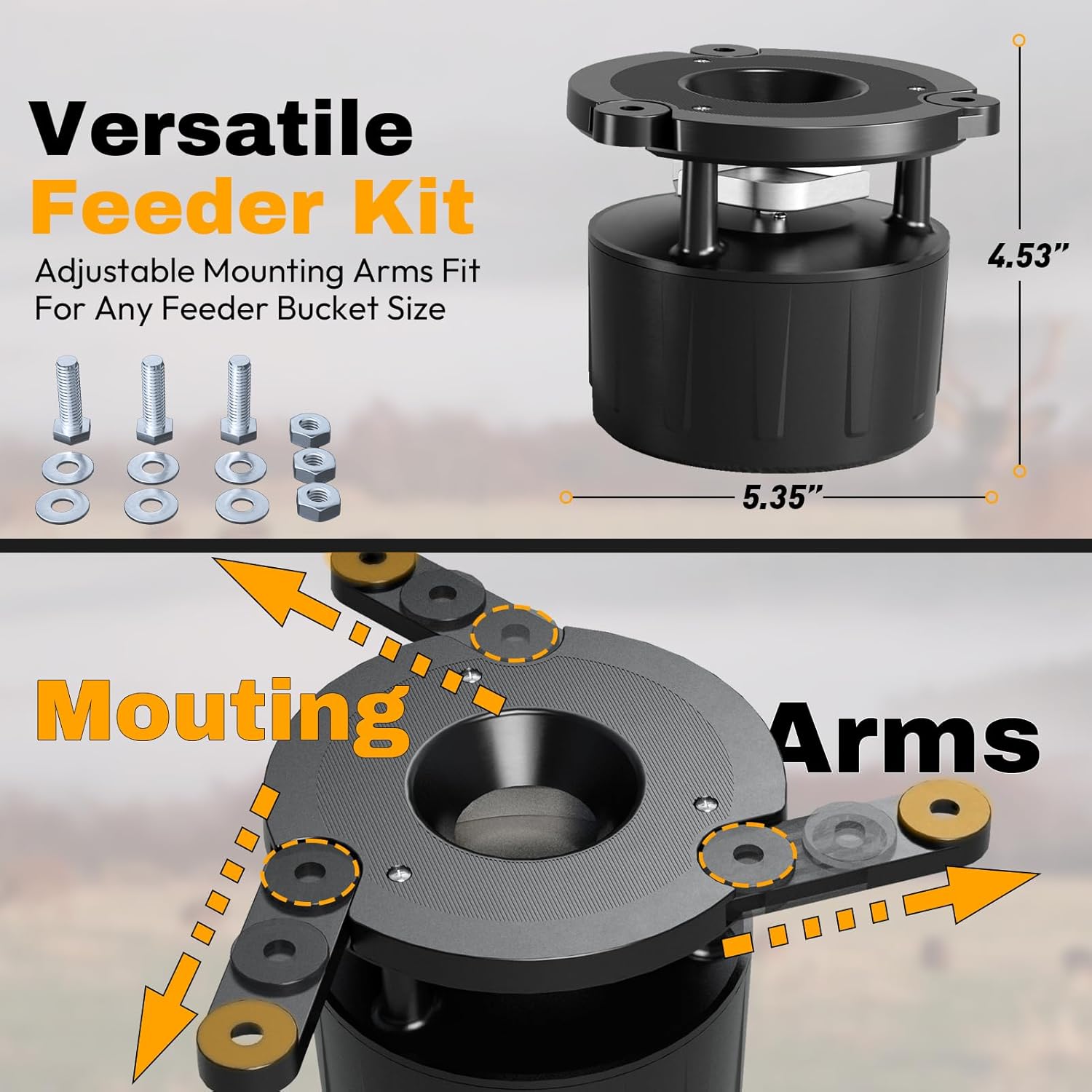 6V Deer Feeder Kit with Digital Timer – Game & Chicken Feeder Motor Kit with Spinner, Adjustable Arms, Battery Slot & Solar Panel Port | Hunting Feeder Replacement System