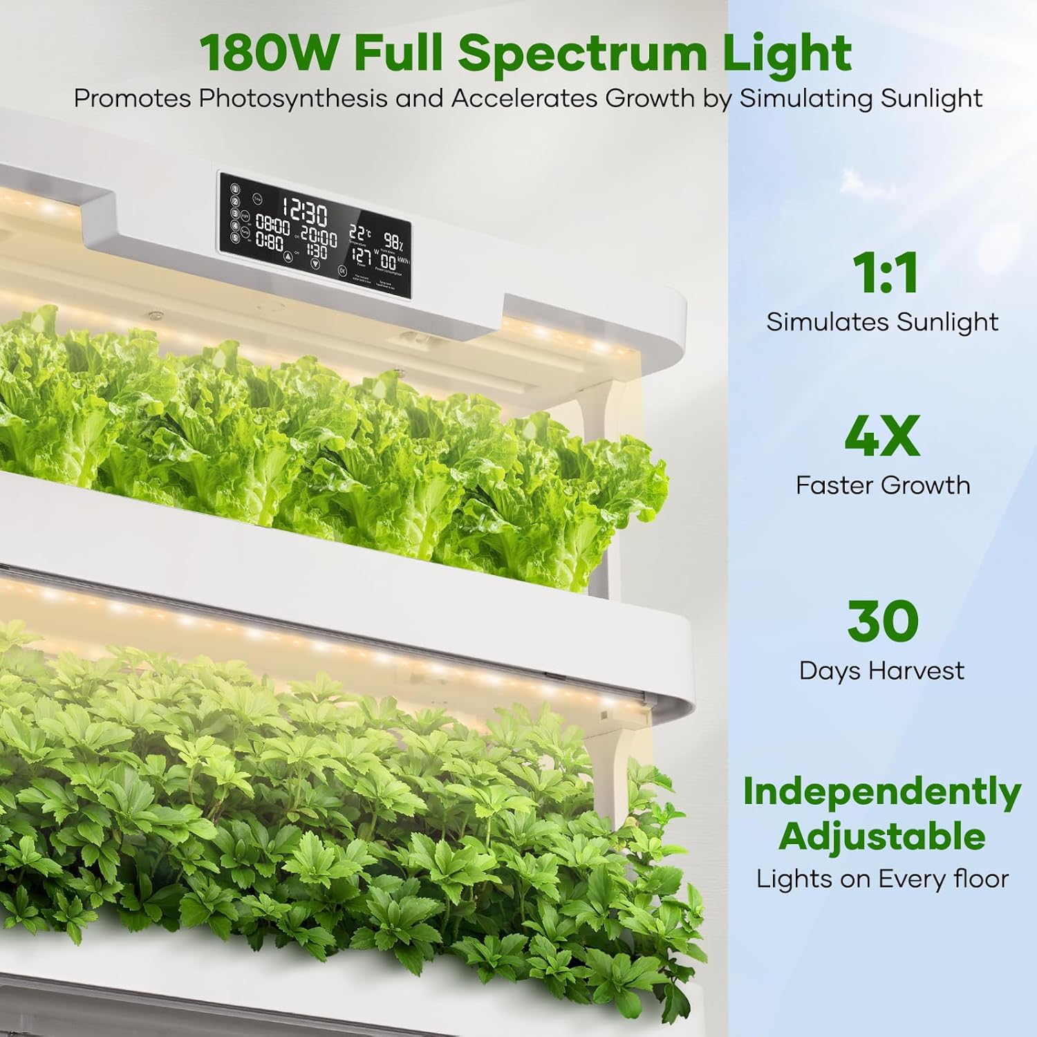 5-Tier Indoor Hydroponic Growing System Kit – Automatic Water Circulation & Full-Spectrum LED Grow Lights | 76 Plant Sites & 72 Seedling Pods for Home Herbs & Vegetables