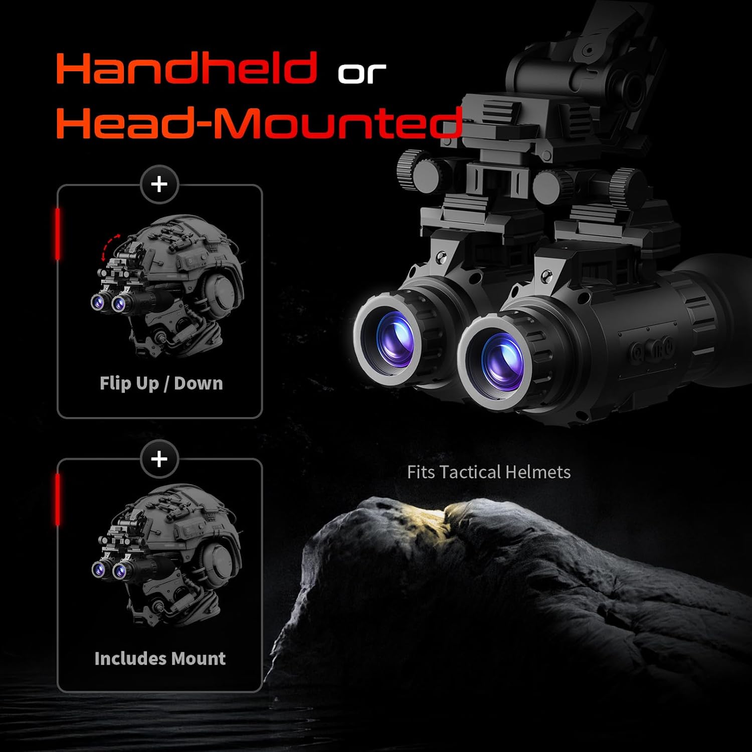 Night Vision Monocular – 2K/60Hz, 940nm Stealth IR, 45° FOV, 4 Color Modes & Helmet Mount