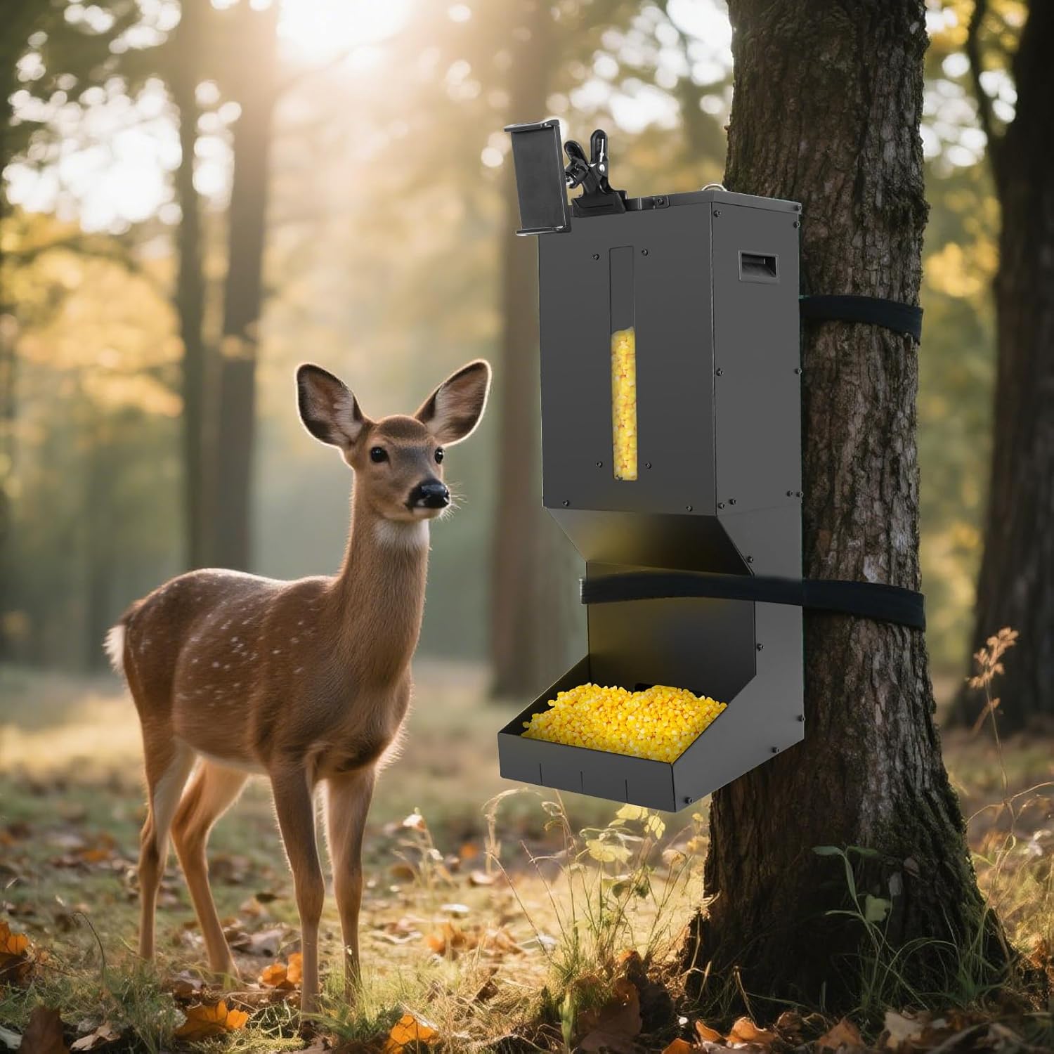 Automatic Metal Deer Feeder – 60 lb / 11-Gallon Gravity Wildlife Feeder for Corn & Protein | Hanging or Wall-Mount Feeder for Hunting Land, Farm & Field