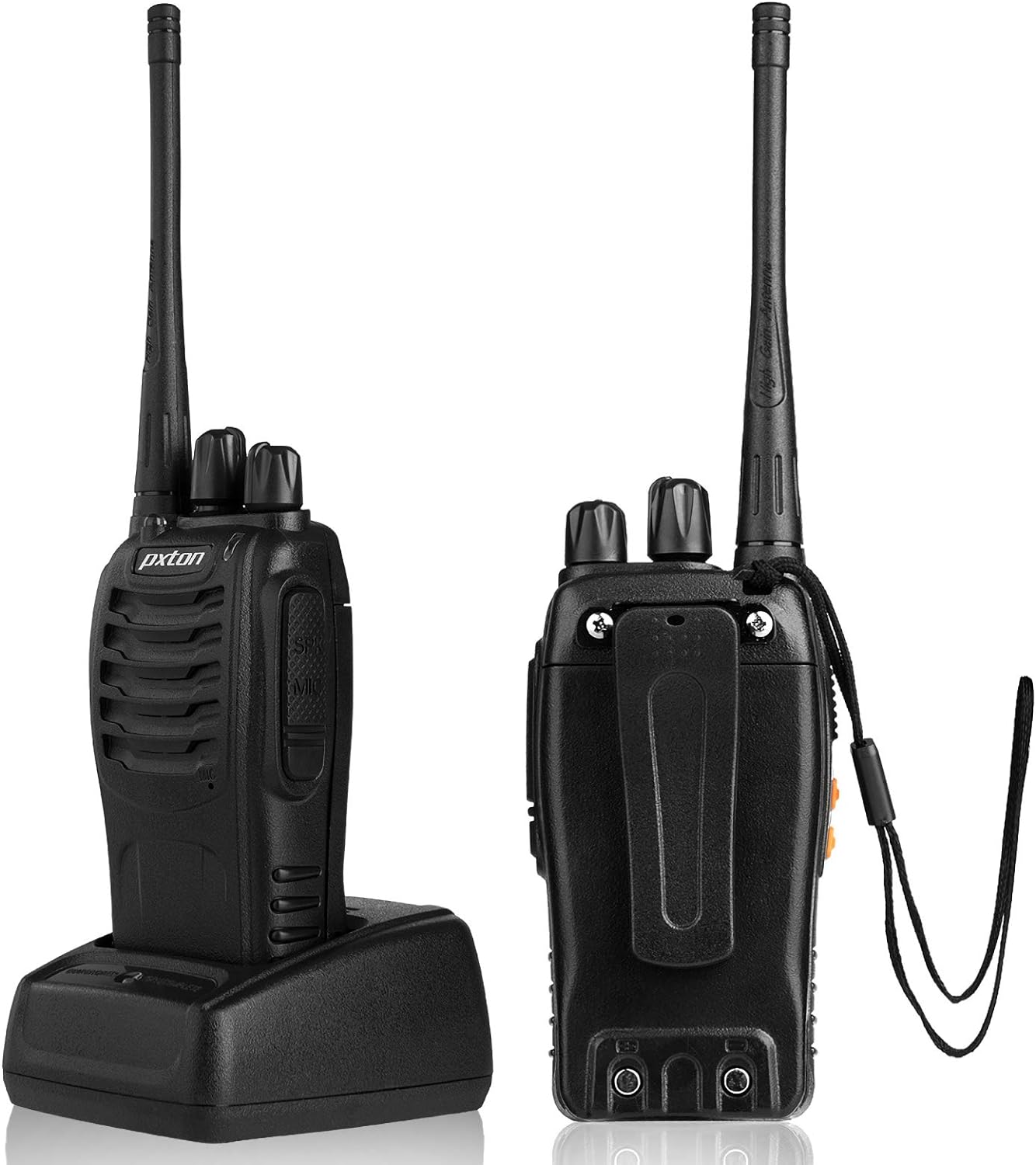 Long Range Walkie Talkies for Adults with Earpieces – 16 Channel Rechargeable Two-Way Radios, Handheld Walky Talkies with Flashlight, Li-ion Battery, and Charger (4 Pack)