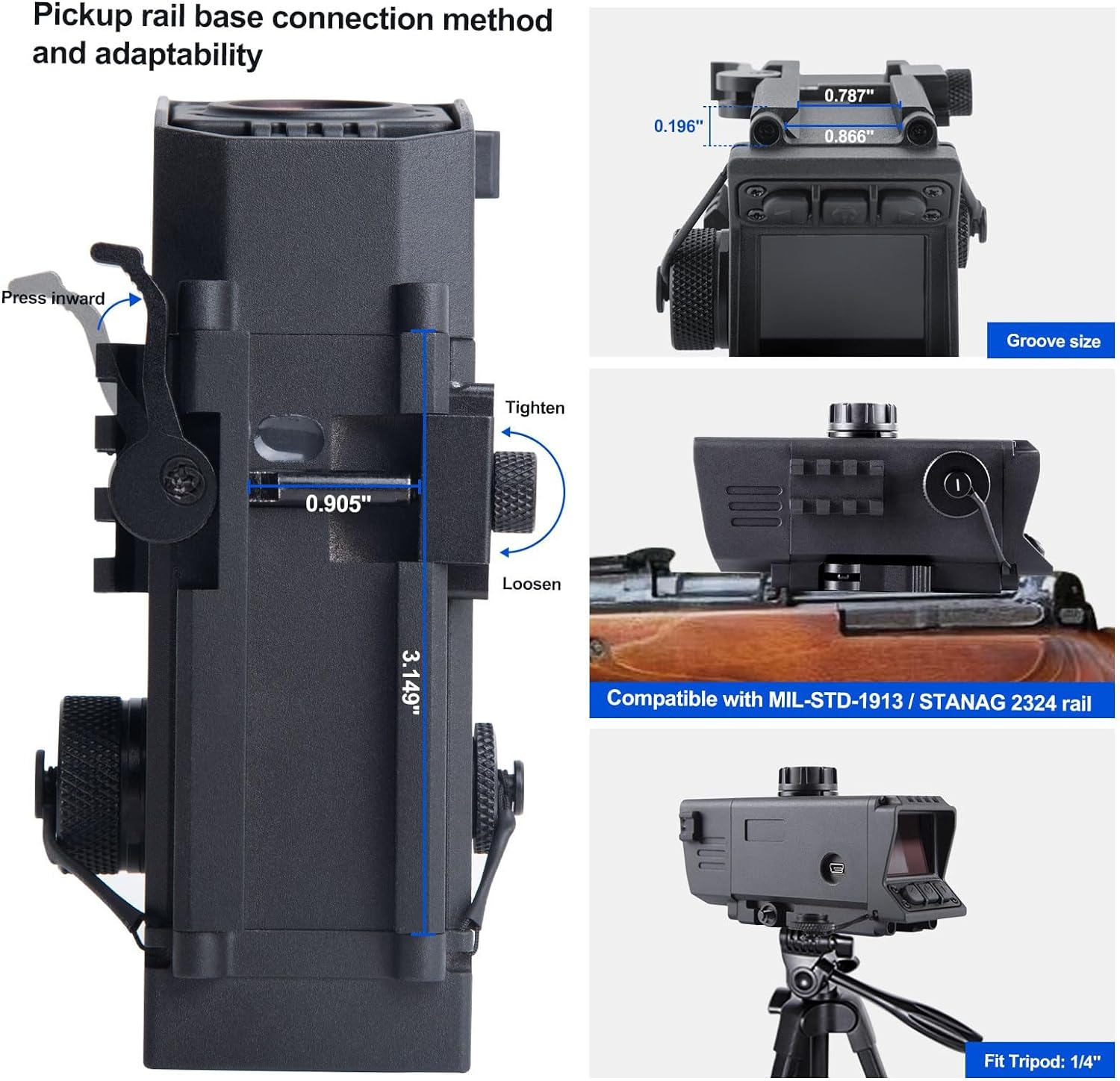 Night Vision Scope - Night Vision Rifle Scope with IR850 Illuminator, MOA, Recording, and Range Finder, Infrared Tactical monocular, Military Grade, Compact Device with Crosshair