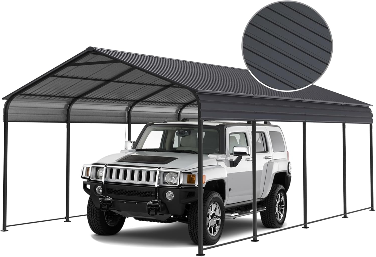 12x20x8.7 FT Heavy-Duty Metal Carport – Galvanized Steel Roof Car Shelter Garage for Car, Truck, Boat & Tractor | All-Weather Outdoor Canopy – Grey
