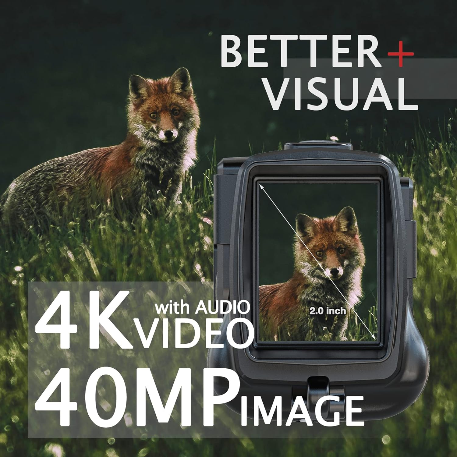 4K Night Vision Monocular with Infrared, 8X Zoom, 984ft Range, Rechargeable 2000mAh Battery, 4K Video & 40MP Photos, Audio Recording, for Hunting, Camping, Surveillance – Includes 32GB Memory Card