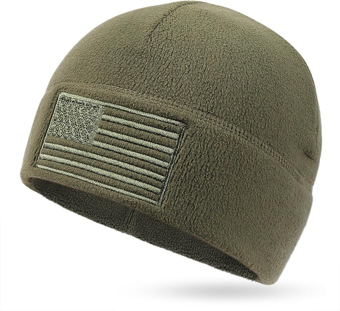 American Flag Fleece Watch Cap β USA Military Tactical Beanie, Multi-Season Warm Winter Hat for Men & Women
