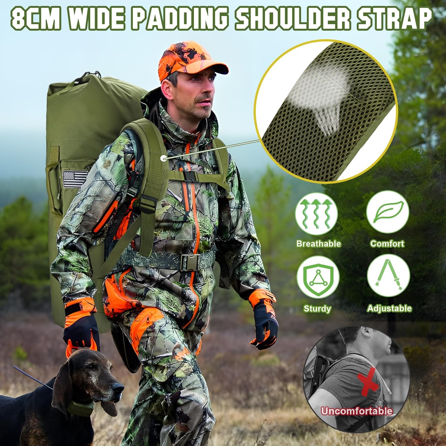 110L Extra Large Military Duffle Bag – Heavy-Duty Army Sea Bag with Backpack Straps for Camping, College Dorms, Travel, and Laundry