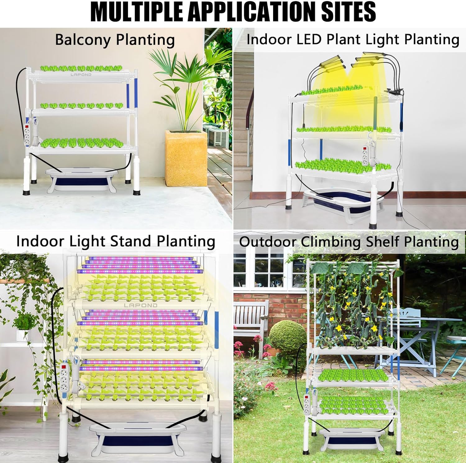 Hydroponics Growing System Kit, 108 Plant Sites 3 Layers Food-Grade PVC-U Pipes Hydroponic Grow Kit Gardening System for Vegetables, Fruits, Herbs