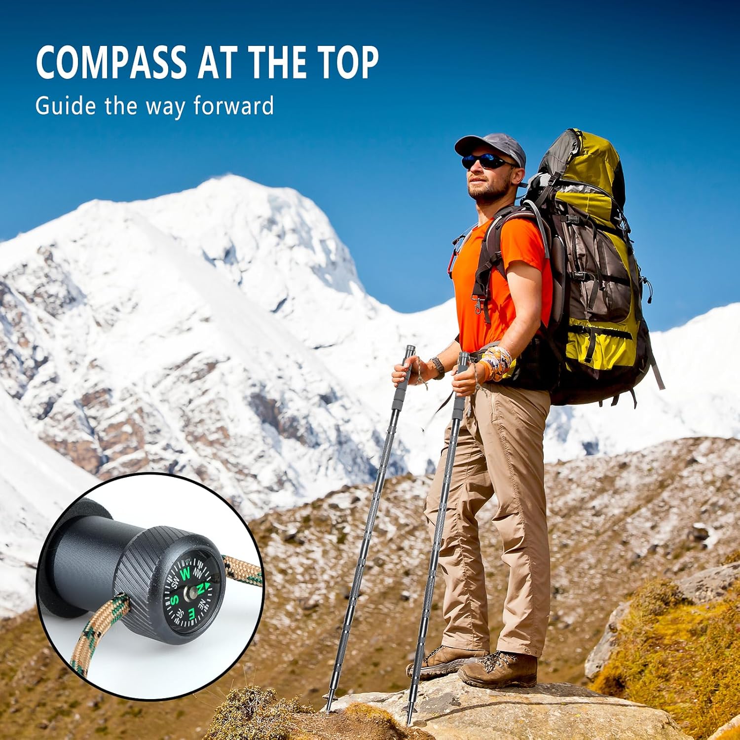 Lightweight Tactical Hiking Pole – Adjustable & Detachable Walking Stick for Men & Women – Collapsible Trekking Pole for Camping, Backpacking, or Outdoor Survival