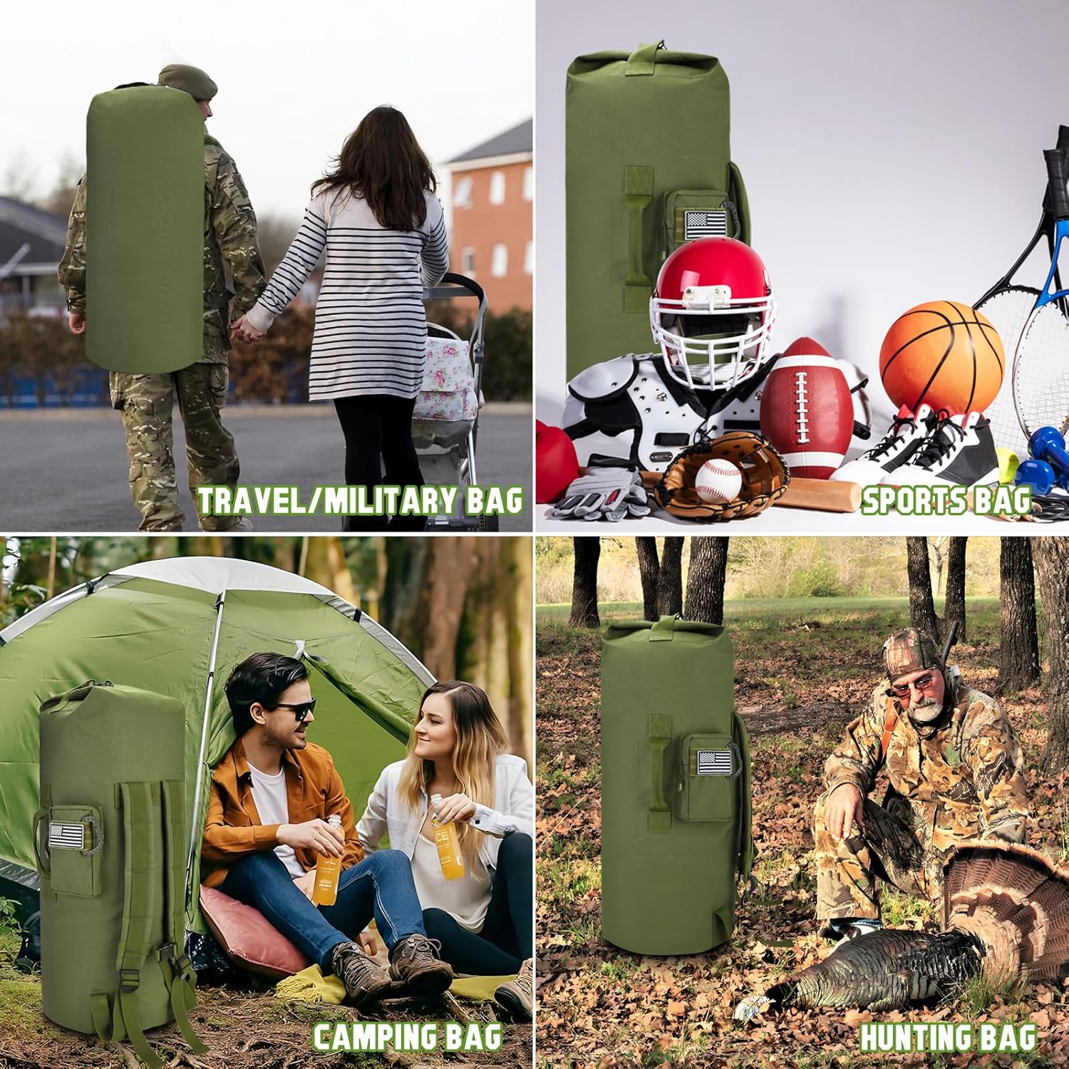 110L Extra Large Military Duffle Bag – Heavy-Duty Army Sea Bag with Backpack Straps for Camping, College Dorms, Travel, and Laundry