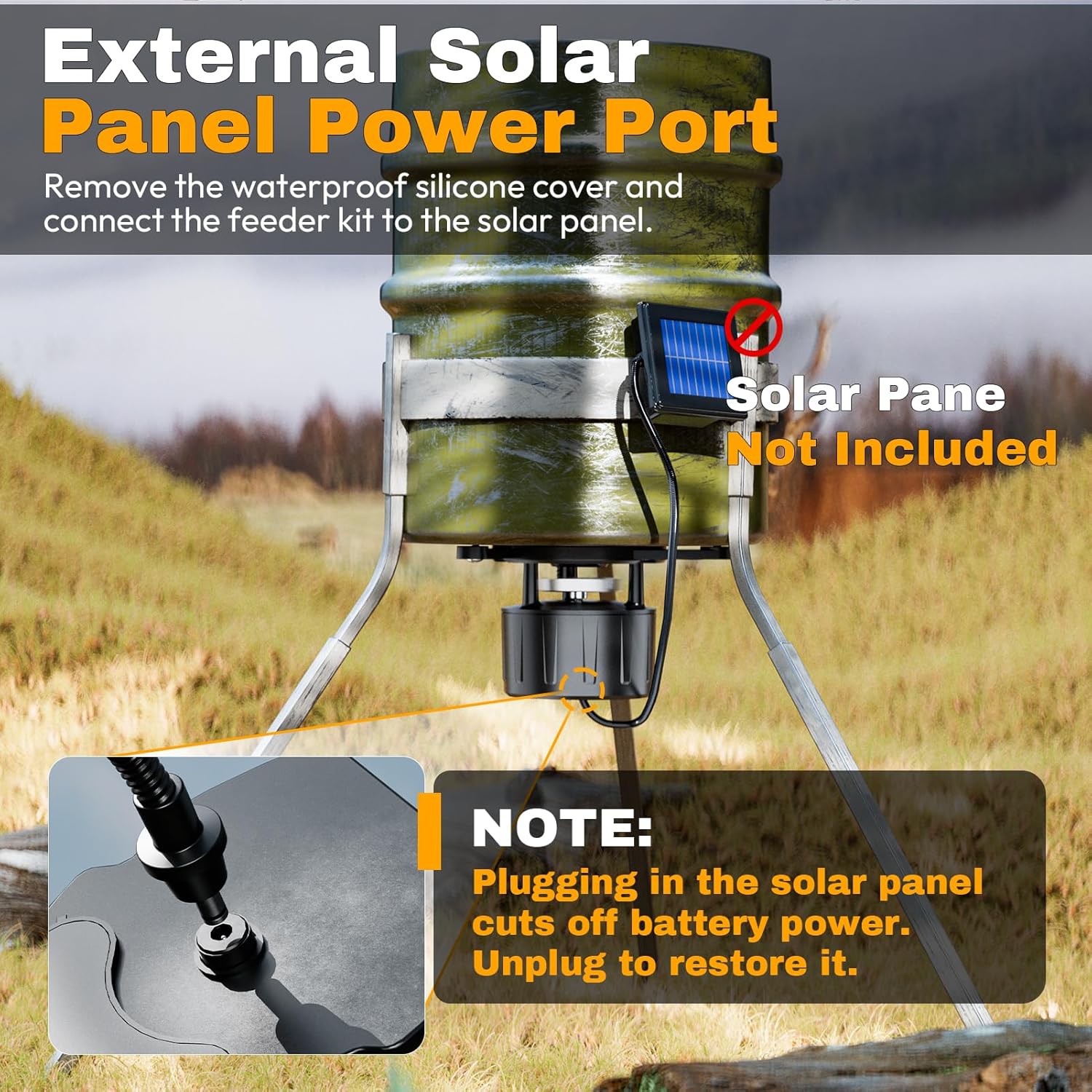 6V Deer Feeder Kit with Digital Timer – Game & Chicken Feeder Motor Kit with Spinner, Adjustable Arms, Battery Slot & Solar Panel Port | Hunting Feeder Replacement System