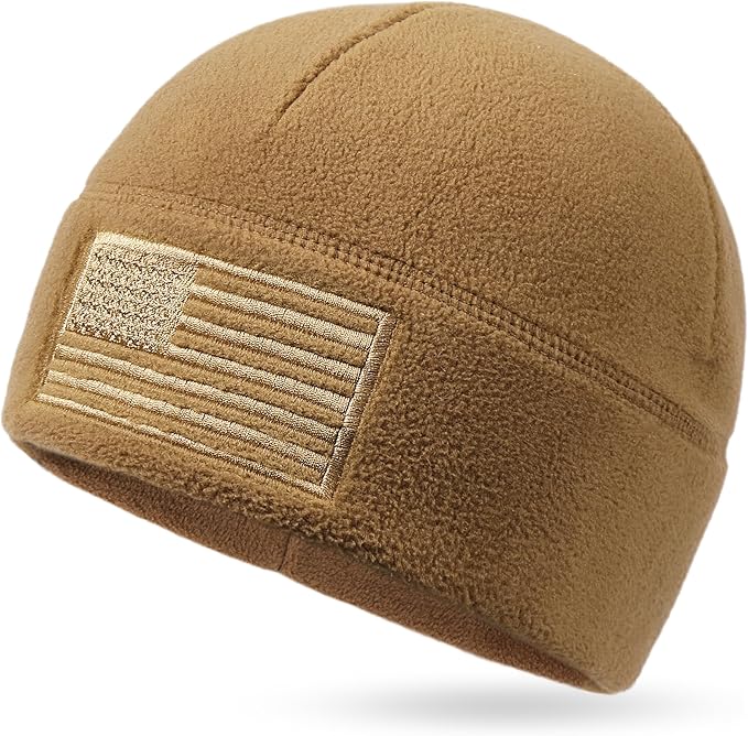 American Flag Fleece Watch Cap – USA Military Tactical Beanie, Multi-Season Warm Winter Hat for Men & Women