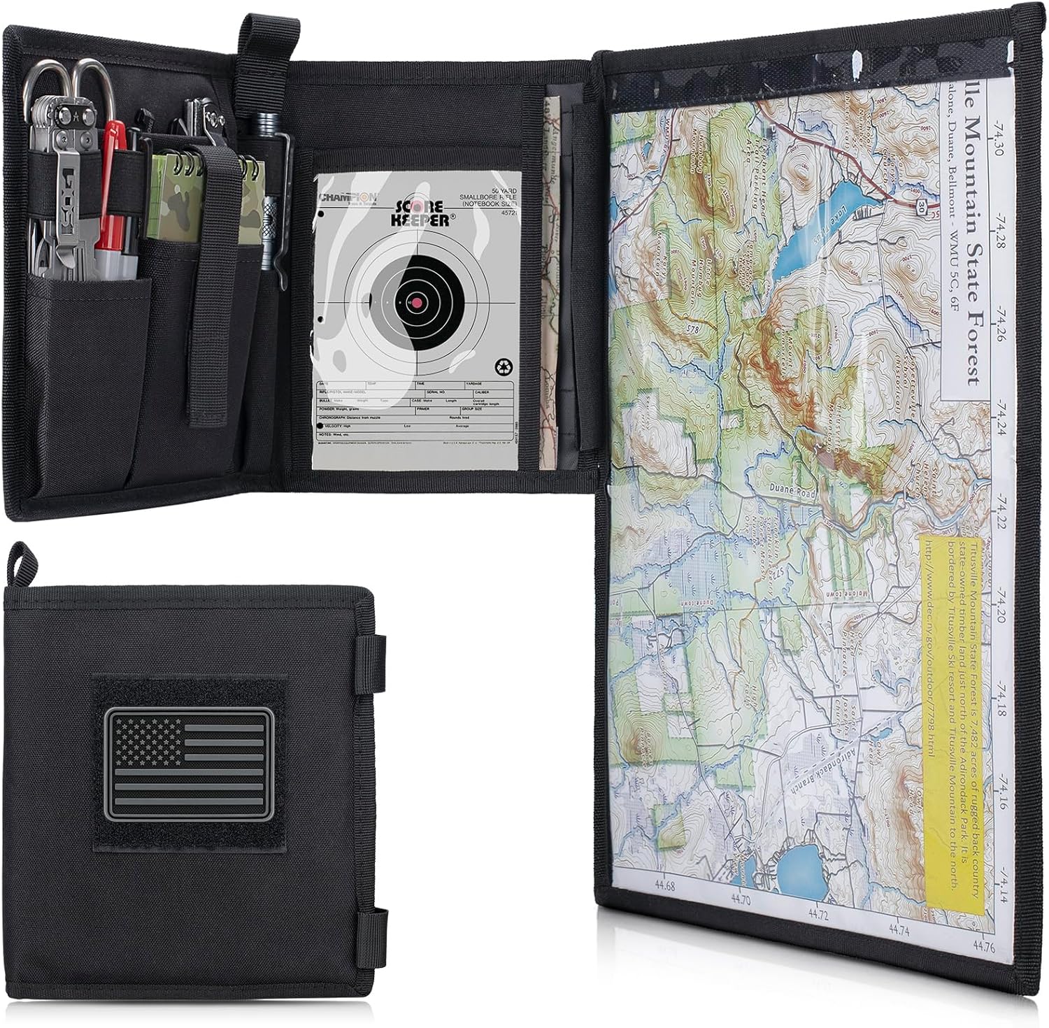 Tactical Map Case – Military Map Pouch Holder with Foldable Storage, Clear Viewing Area (13"x10"), Waterproof TPU & 1001D Oxford for Hiking, Outdoors, and Field Use