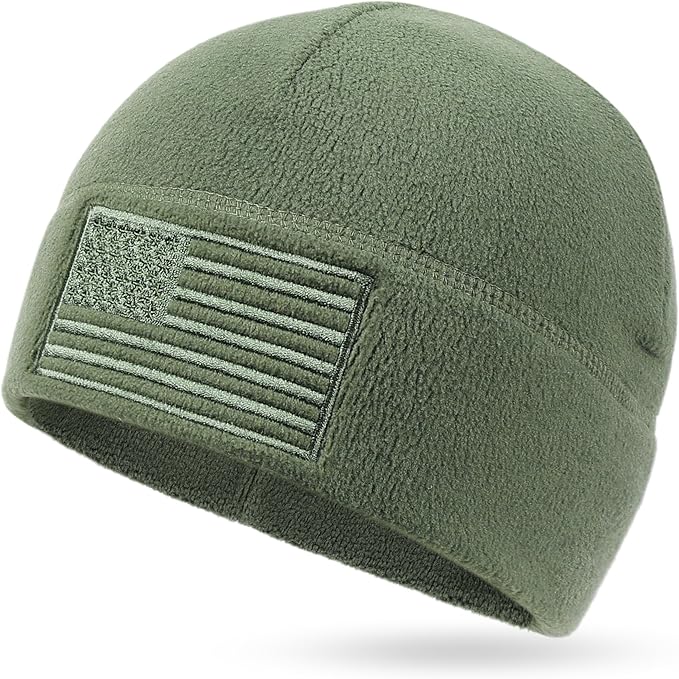 American Flag Fleece Watch Cap – USA Military Tactical Beanie, Multi-Season Warm Winter Hat for Men & Women