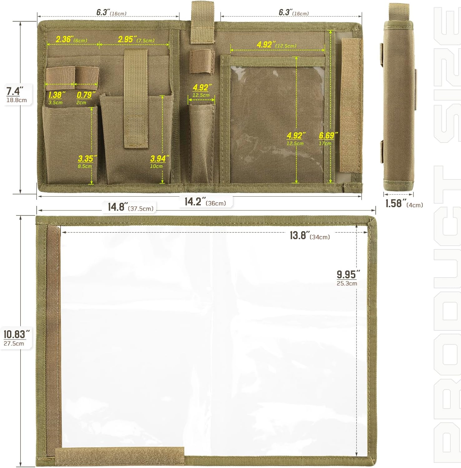 Tactical Map Case – Military Map Pouch Holder with Foldable Storage, Clear Viewing Area (13"x10"), Waterproof TPU & 1001D Oxford for Hiking, Outdoors, and Field Use